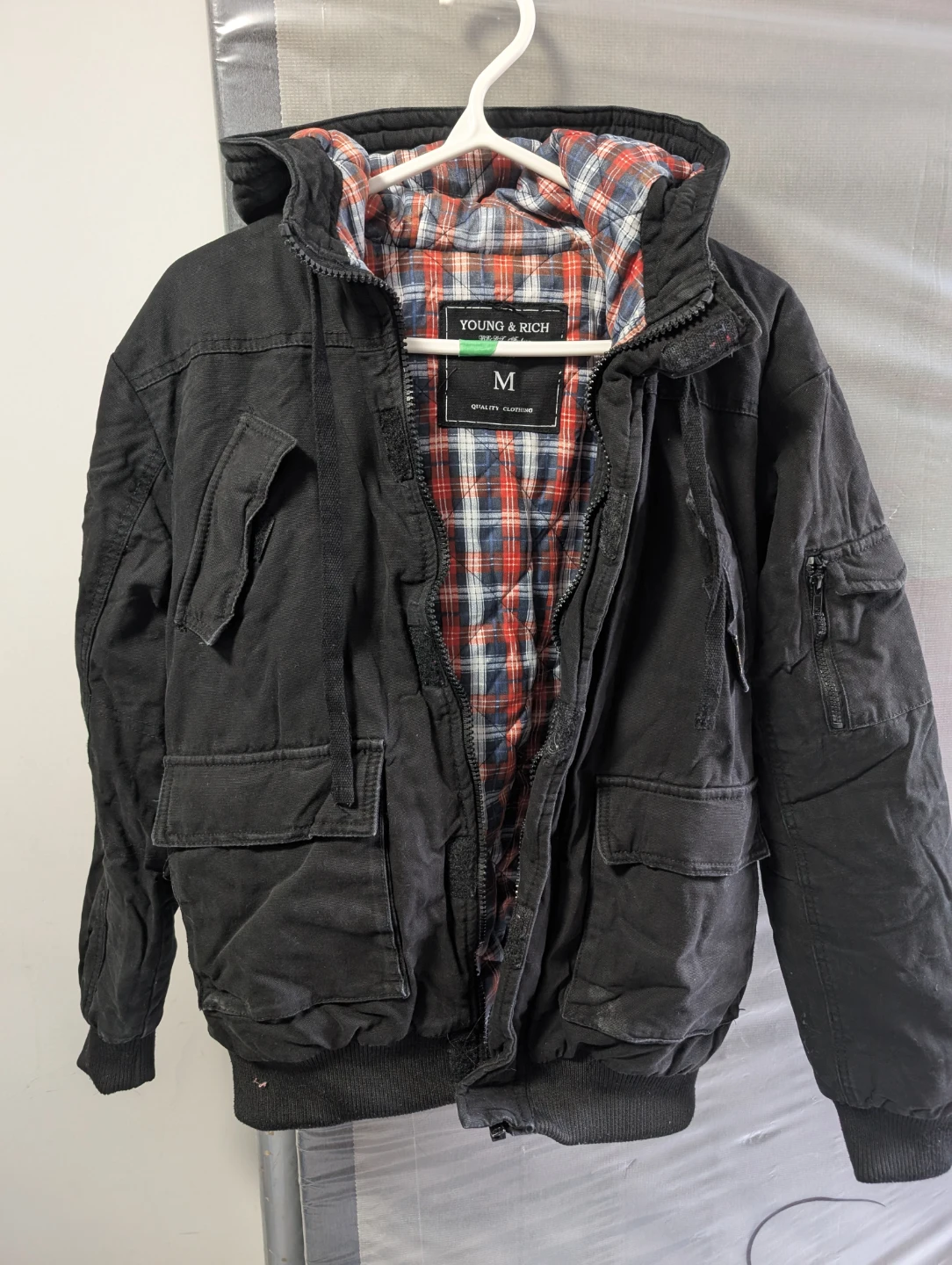 Young & Rich Men's Black Bomber Jacket