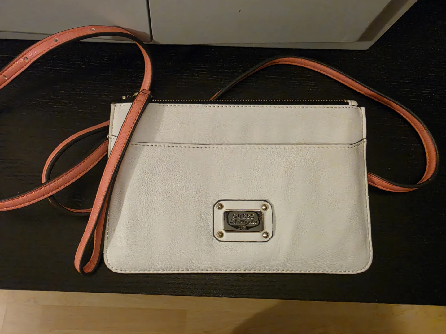 Guess White & Coral Crossbody Mini Bag