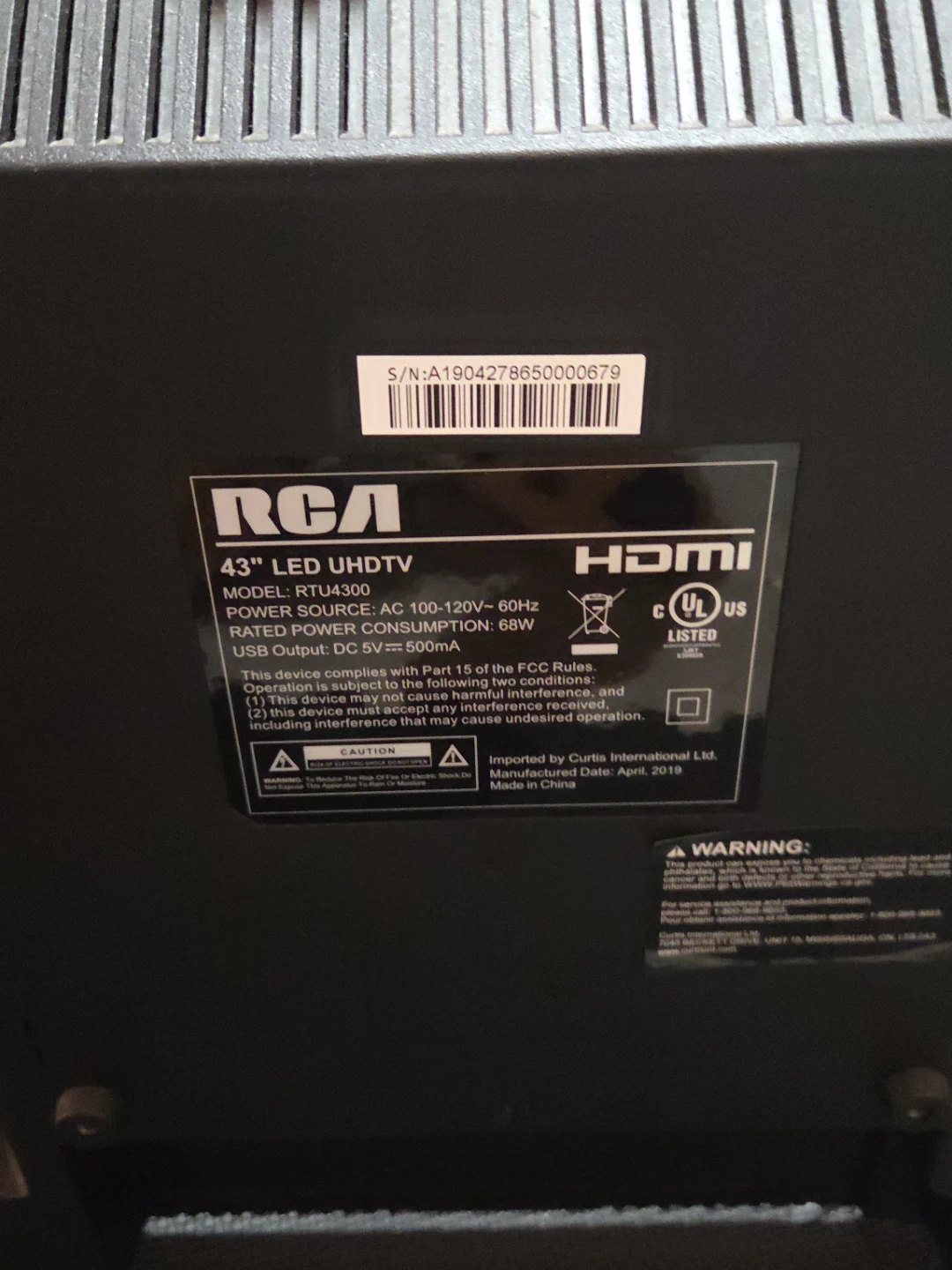 RCA 43" LED UHDTV - photo 3