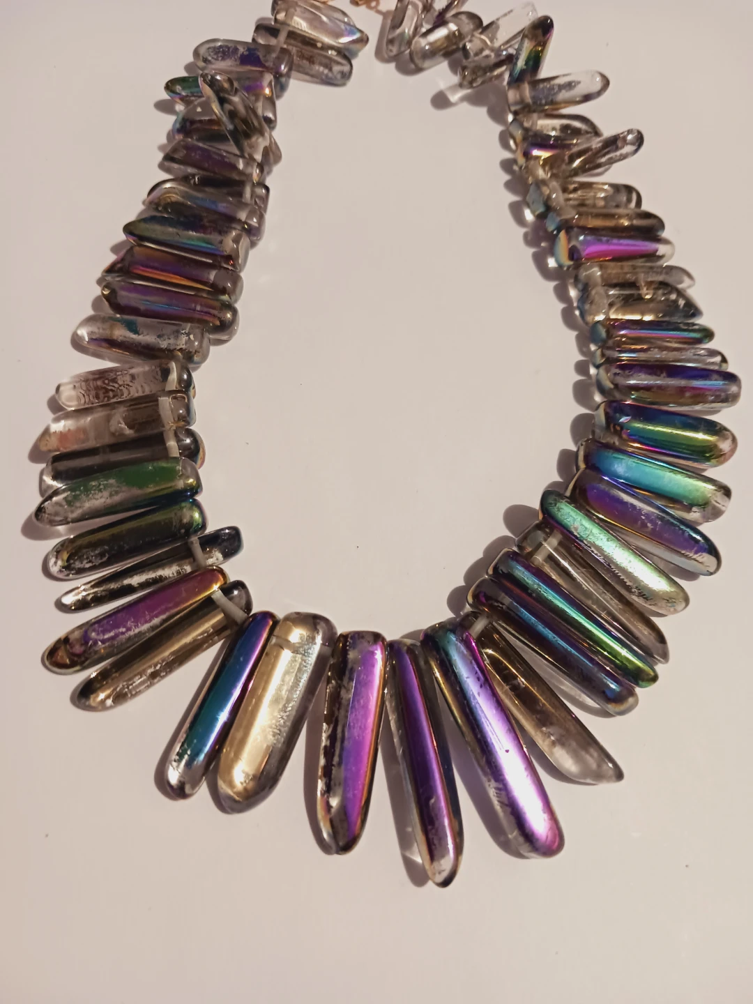 Opulent Rainbow Genuine Crystal Iridescent Quartz Stone Necklace