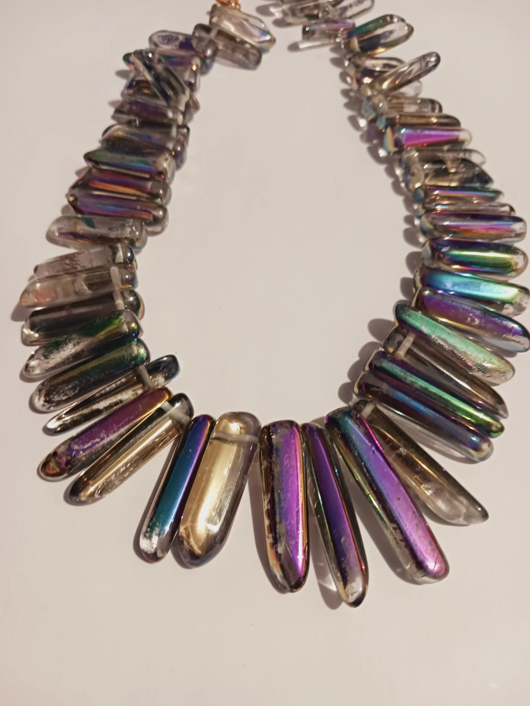 Opulent Rainbow Genuine Crystal Iridescent Quartz Stone Necklace - photo 2