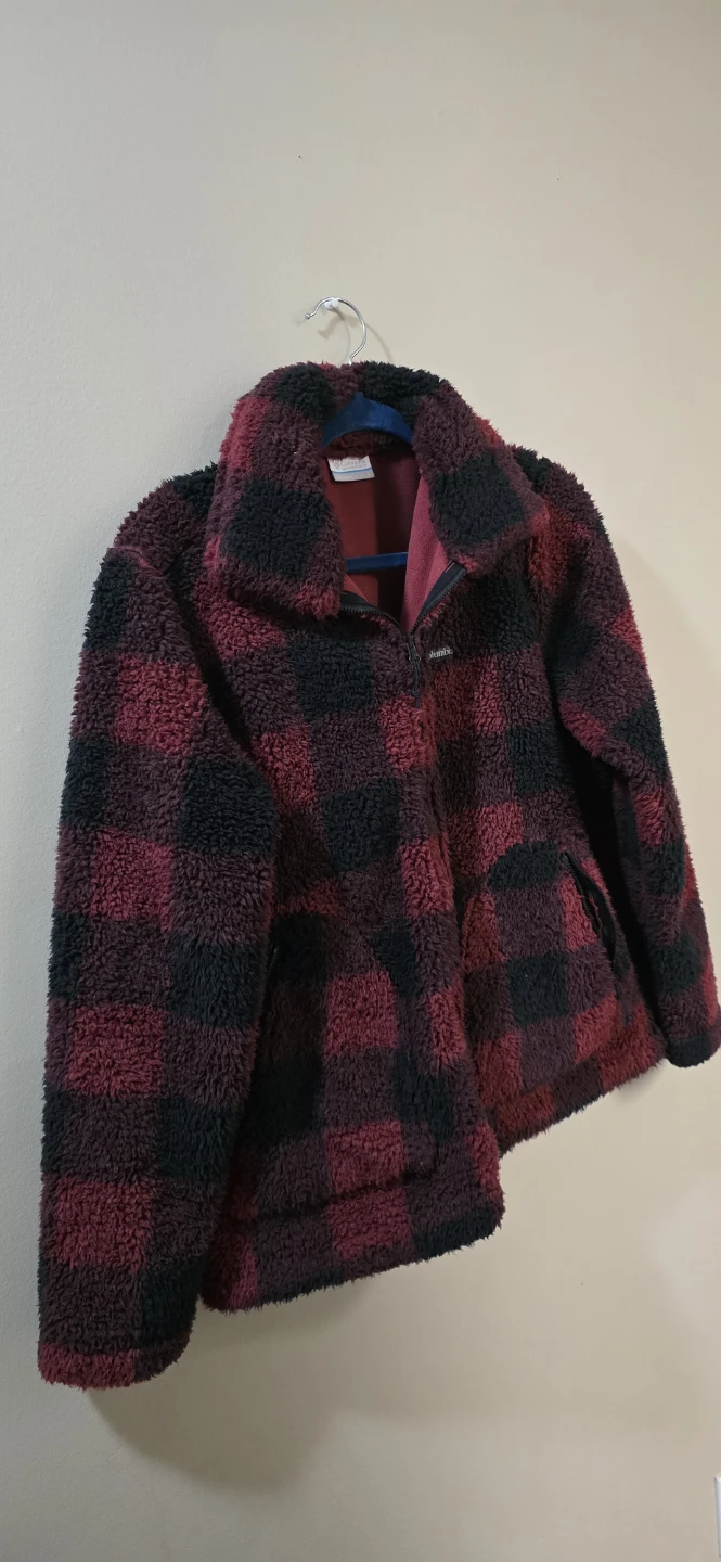 Columbia Fleece Jacket - Red/Black Buffalo Plaid - Large