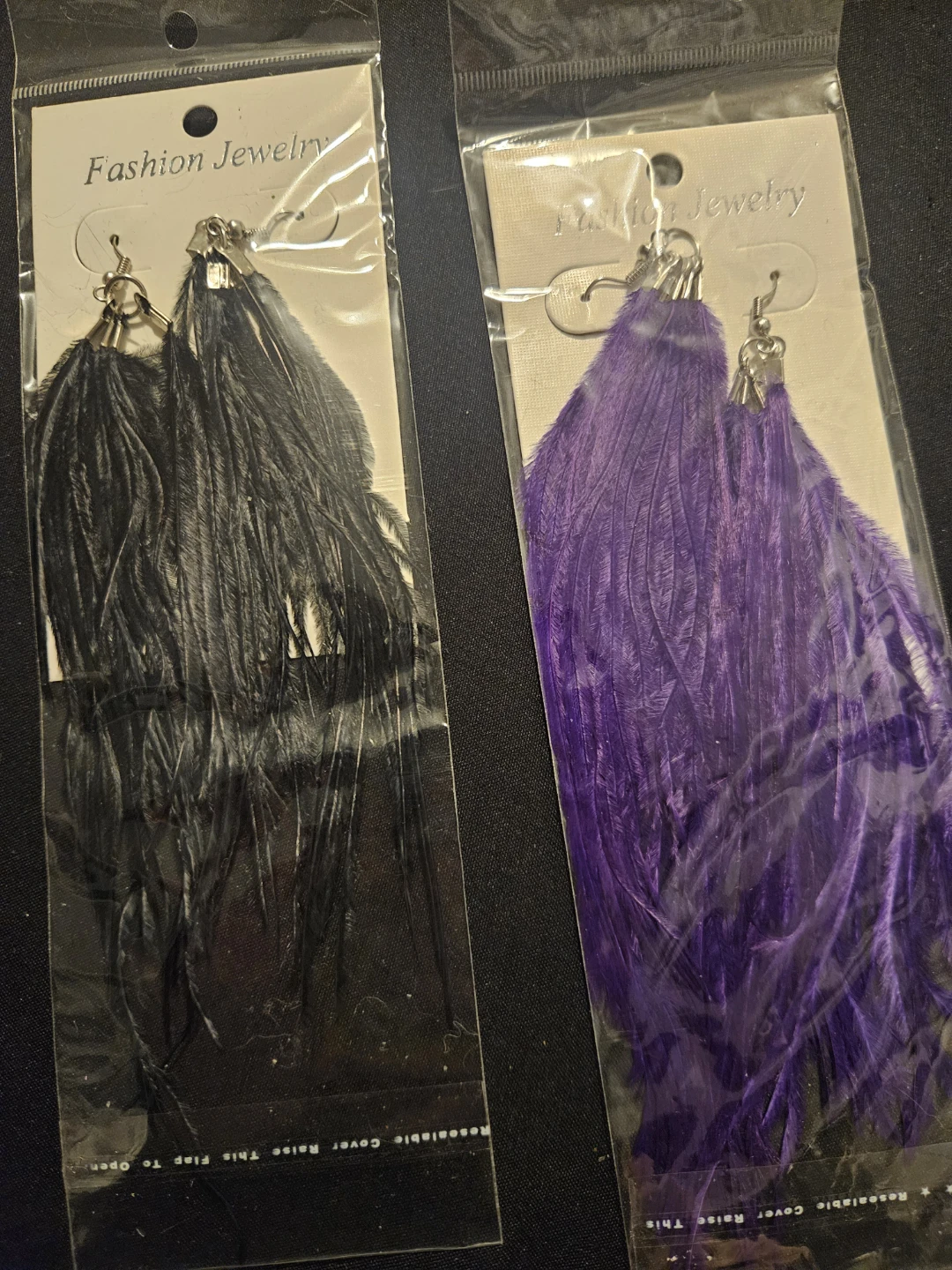 Feather Earrings Set! Black and Purple