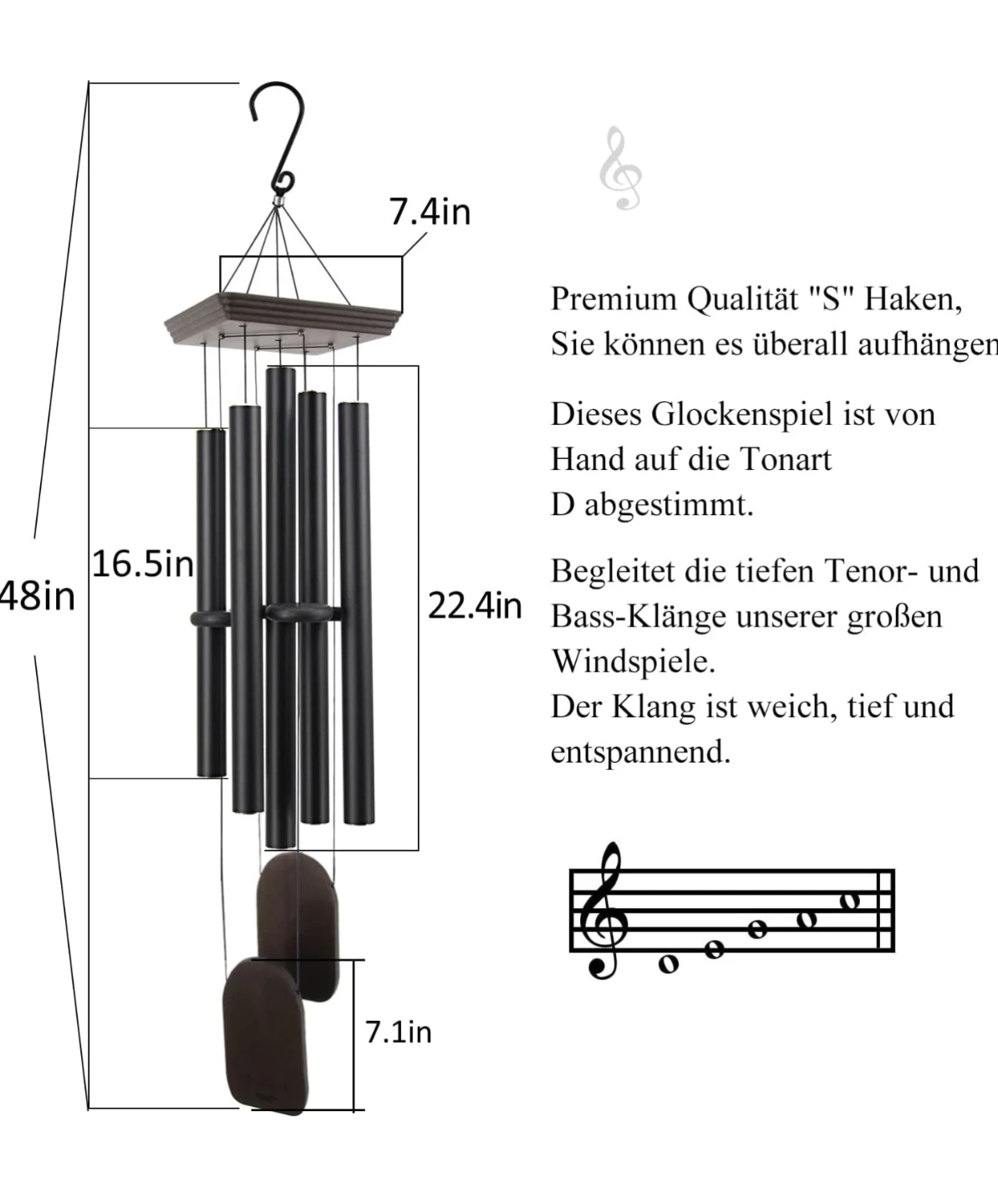 ASTARIN Large Wind Chimes Outdoor 48 Inch - photo 2