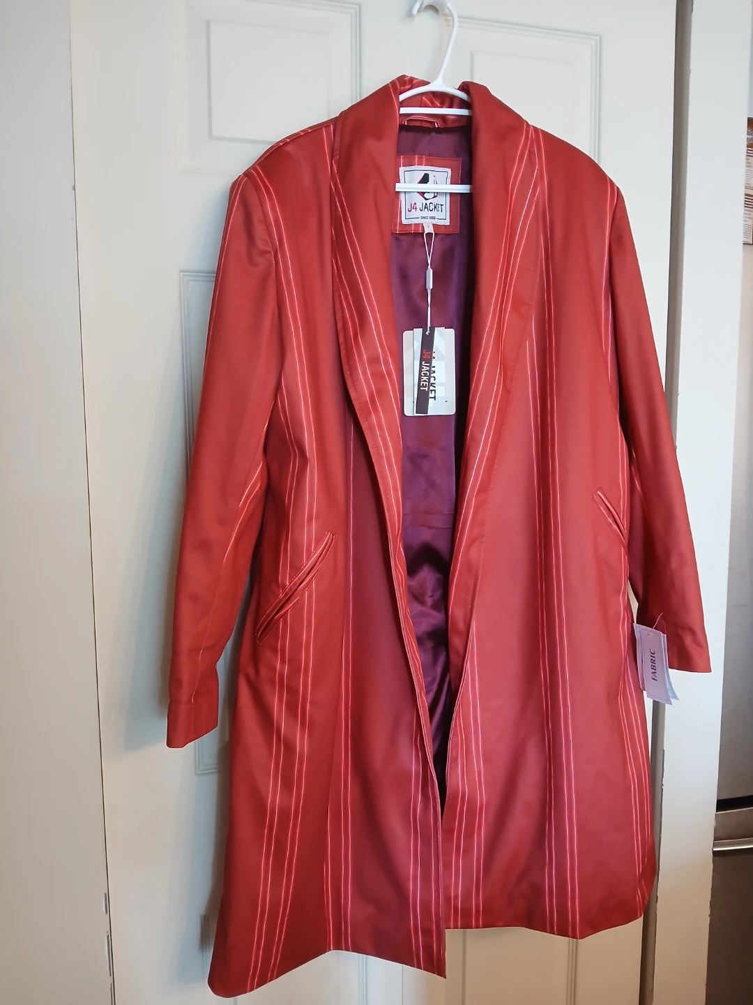 Margot Robbie J4 Red Striped Blazer Jacket Size L - photo 3
