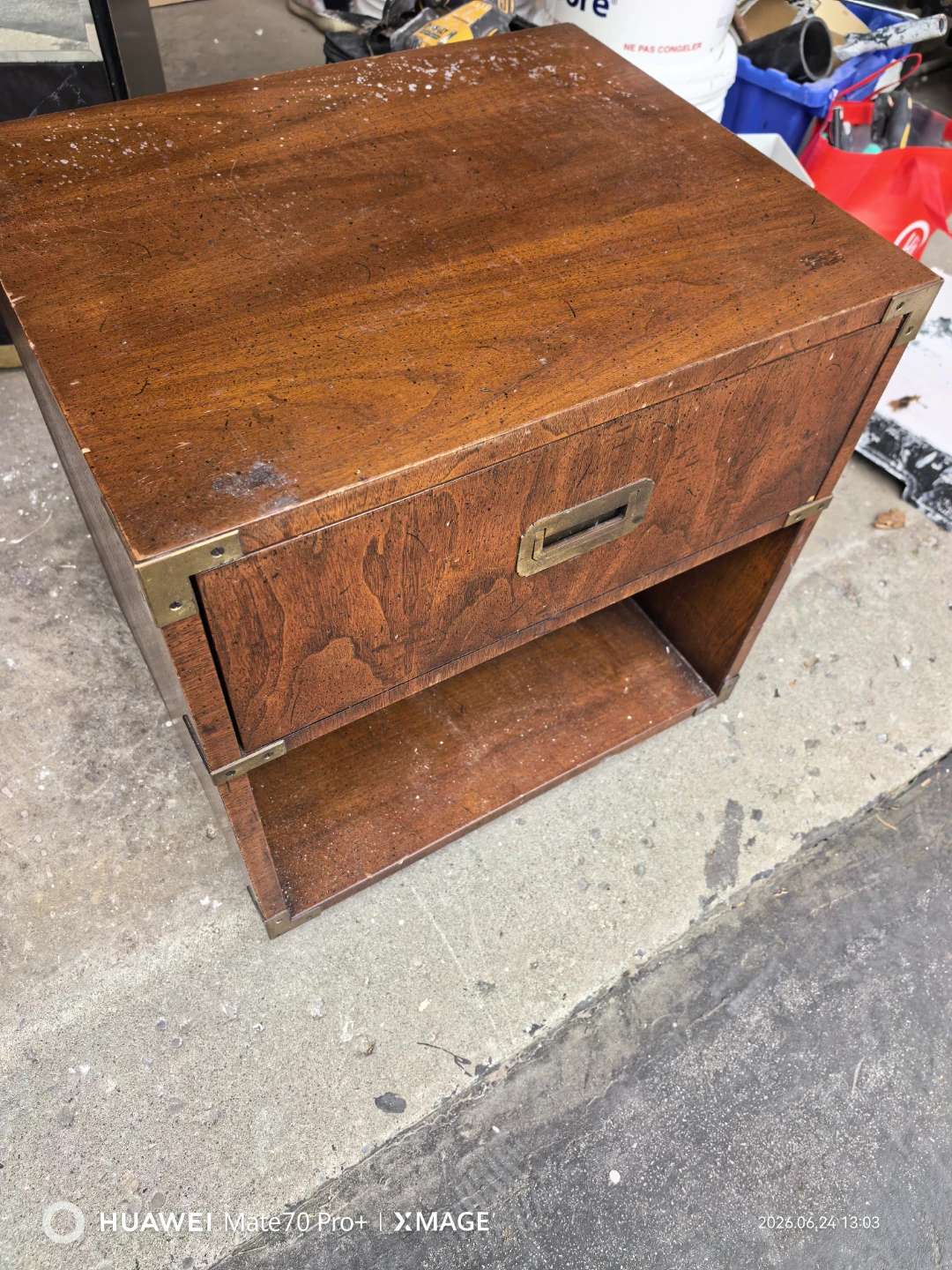 Wood Side Table with Drawer