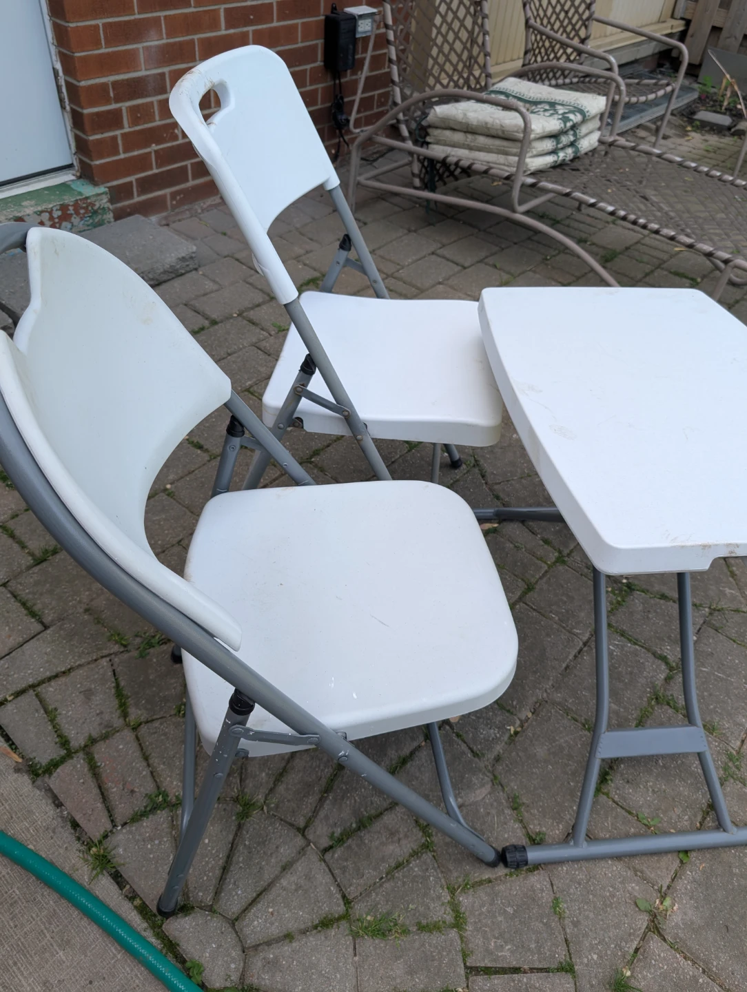 White Folding Table and Chairs Set