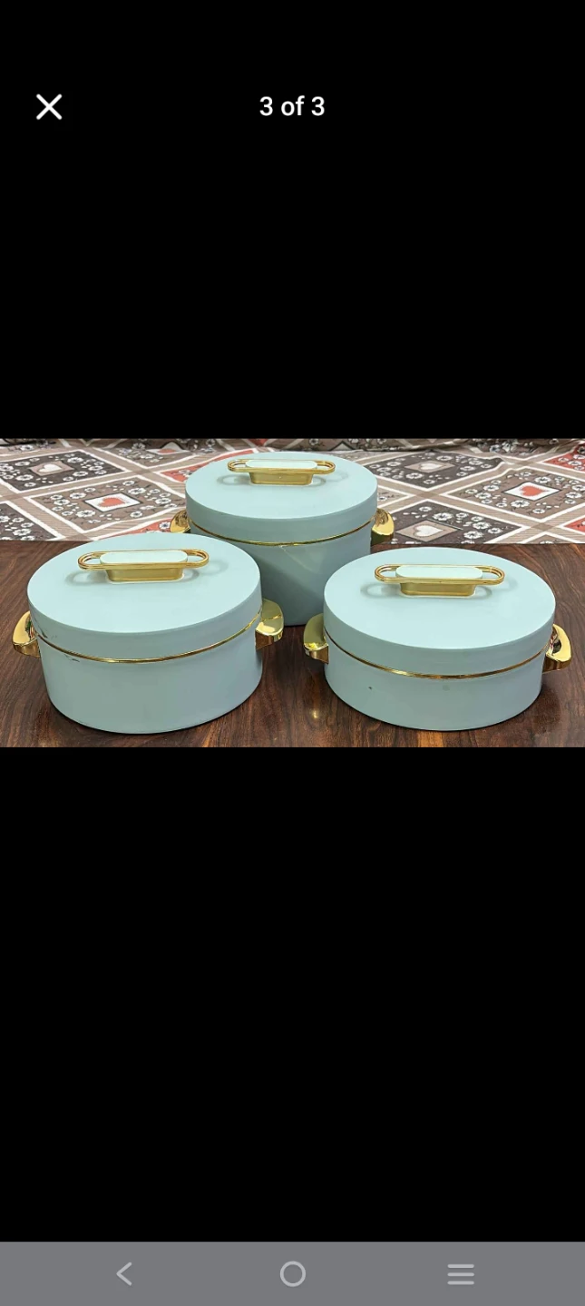 Set of 3 Round Food Warmers with Lids in each set