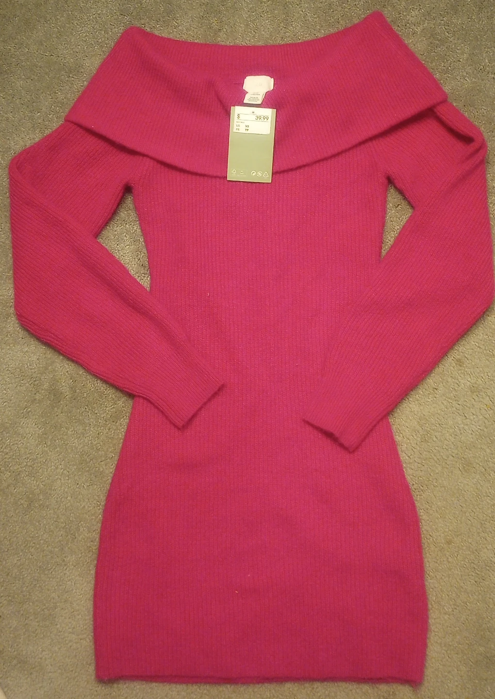 H&M Pink Off-the-Shoulder Sweater Dress