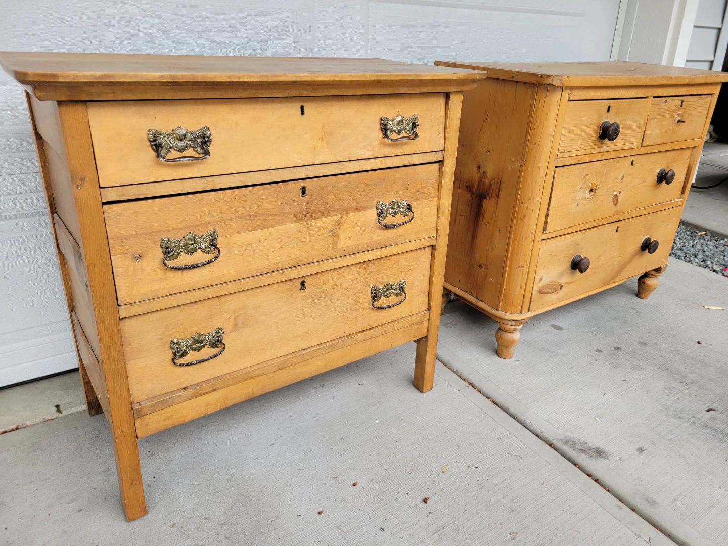 Gorgeous Pair of Very Antique Solid Pine Dressers.