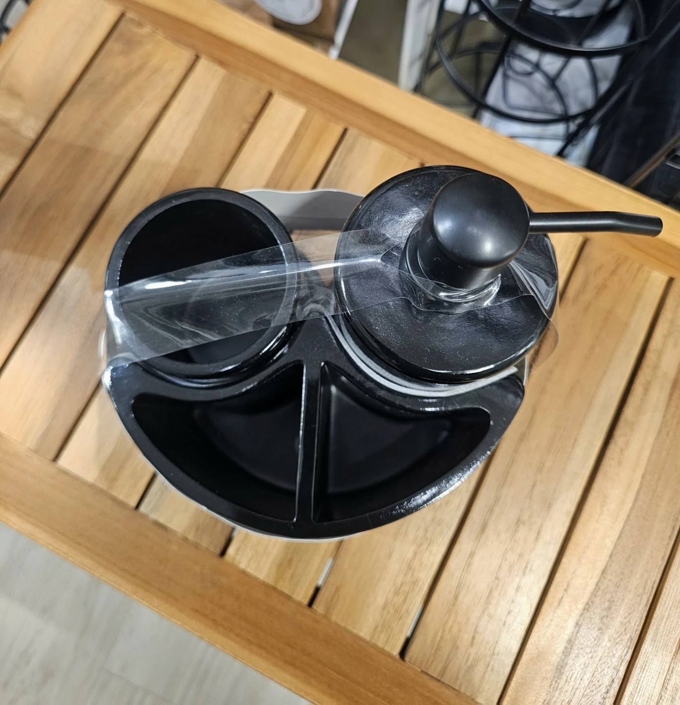Black 5-Piece Bathroom Accessory Set with Soap Dispenser - photo 3