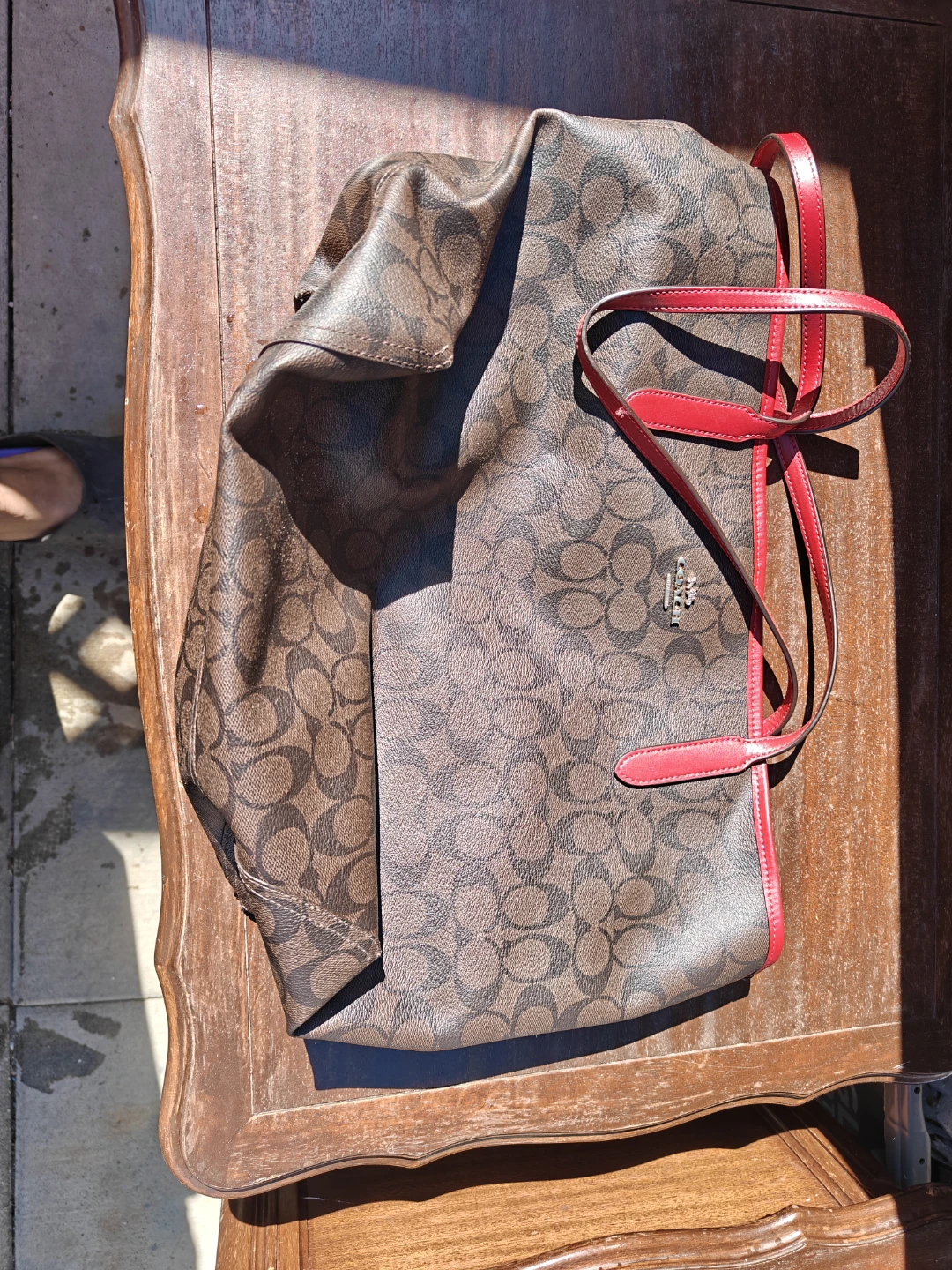 Coach Monogram Tote Bag with Red Trim - photo 4