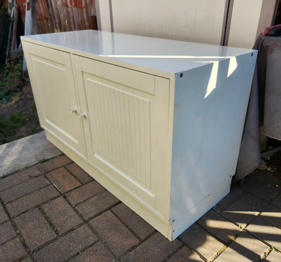 Cream Two-Door Cabinet with Shelves - photo 3
