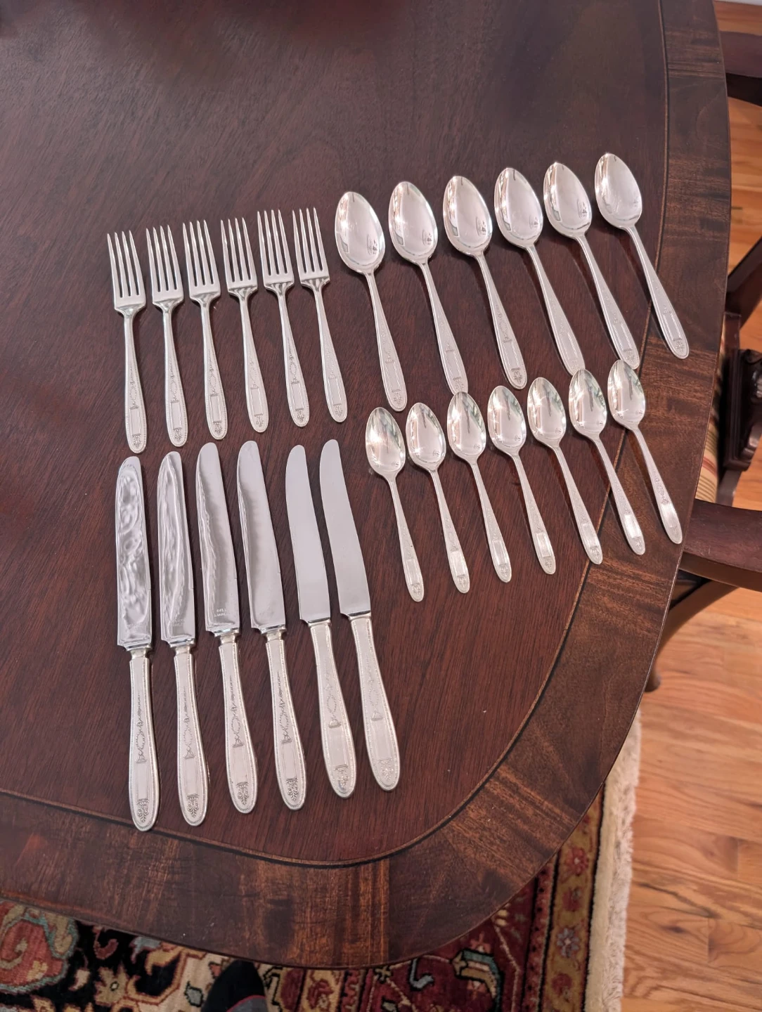 Vintage Set of 6 Silver Cutlery flatware Grosvenor 1921 Oneida