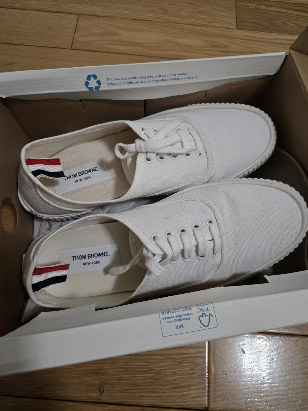 Thom Browne White Canvas Sneakers