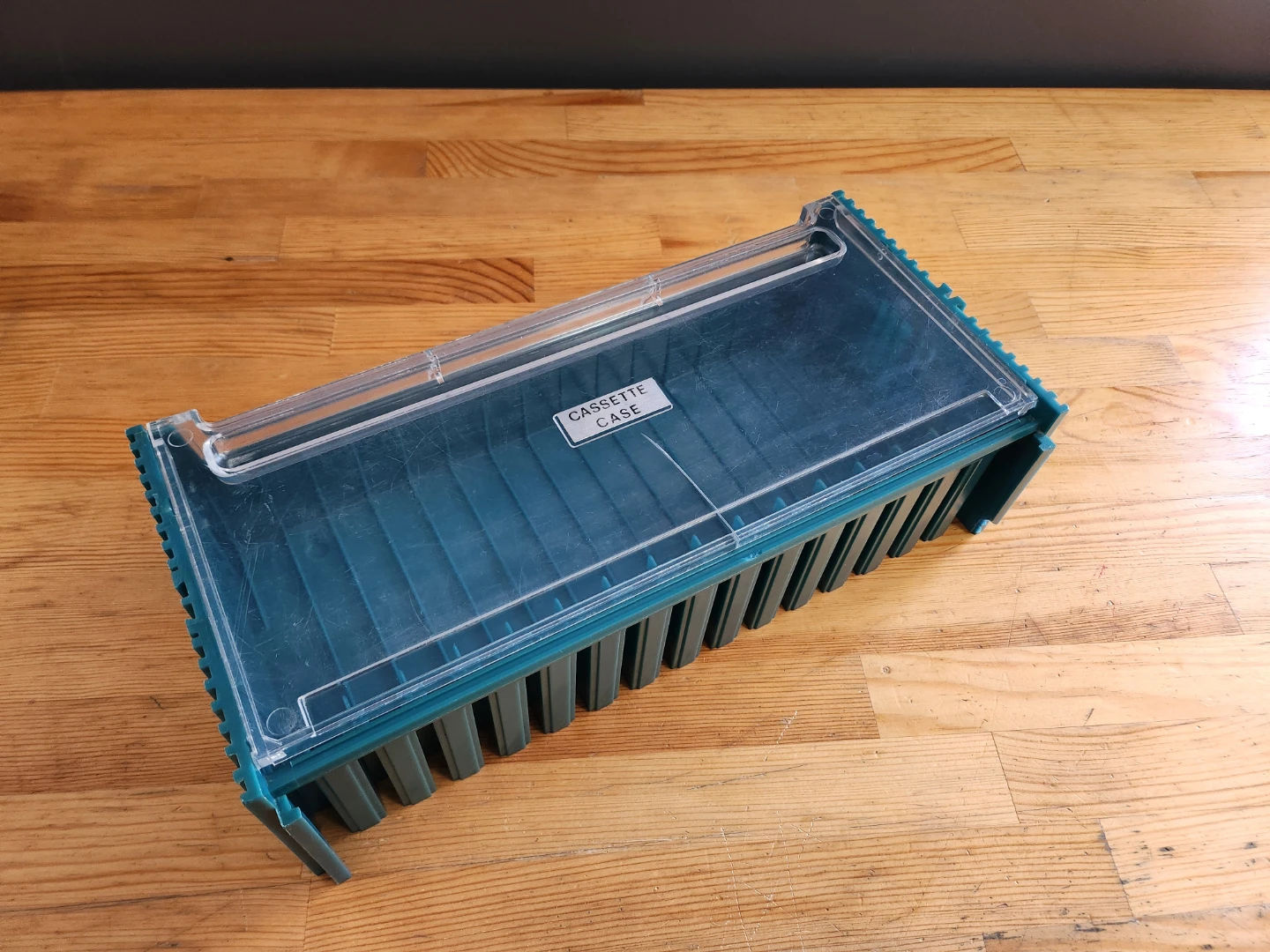 Vintage Cassette Tape Storage Case- Teal/Clear - photo 3