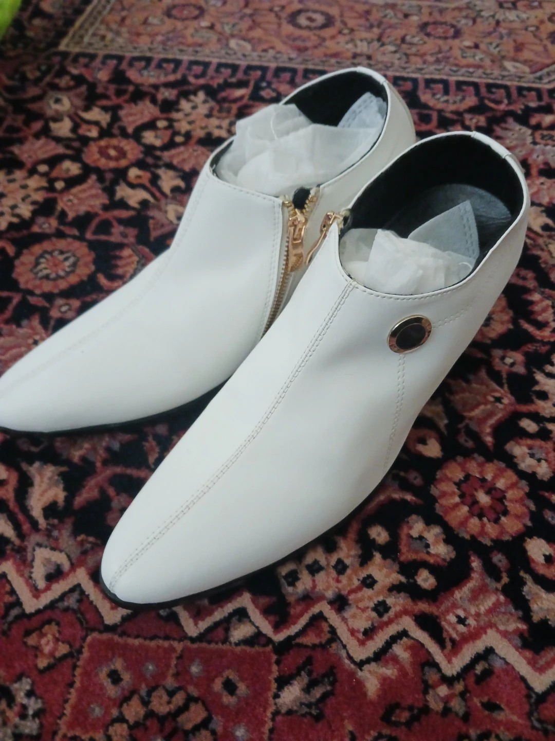 White Ankle Boots with Zipper