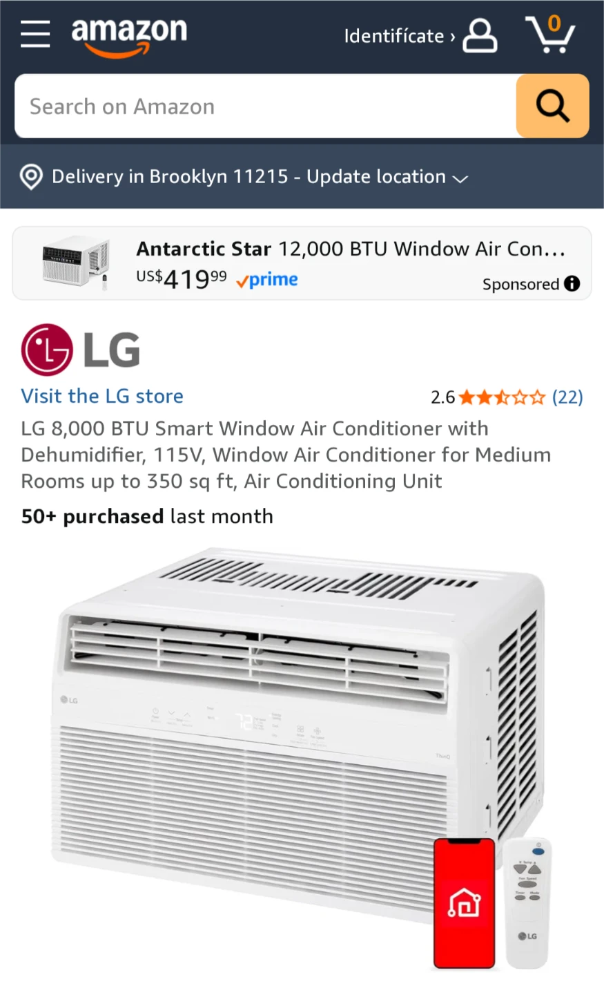 8,000Btu LG ThinQ SMART Window AC Unit - photo 2