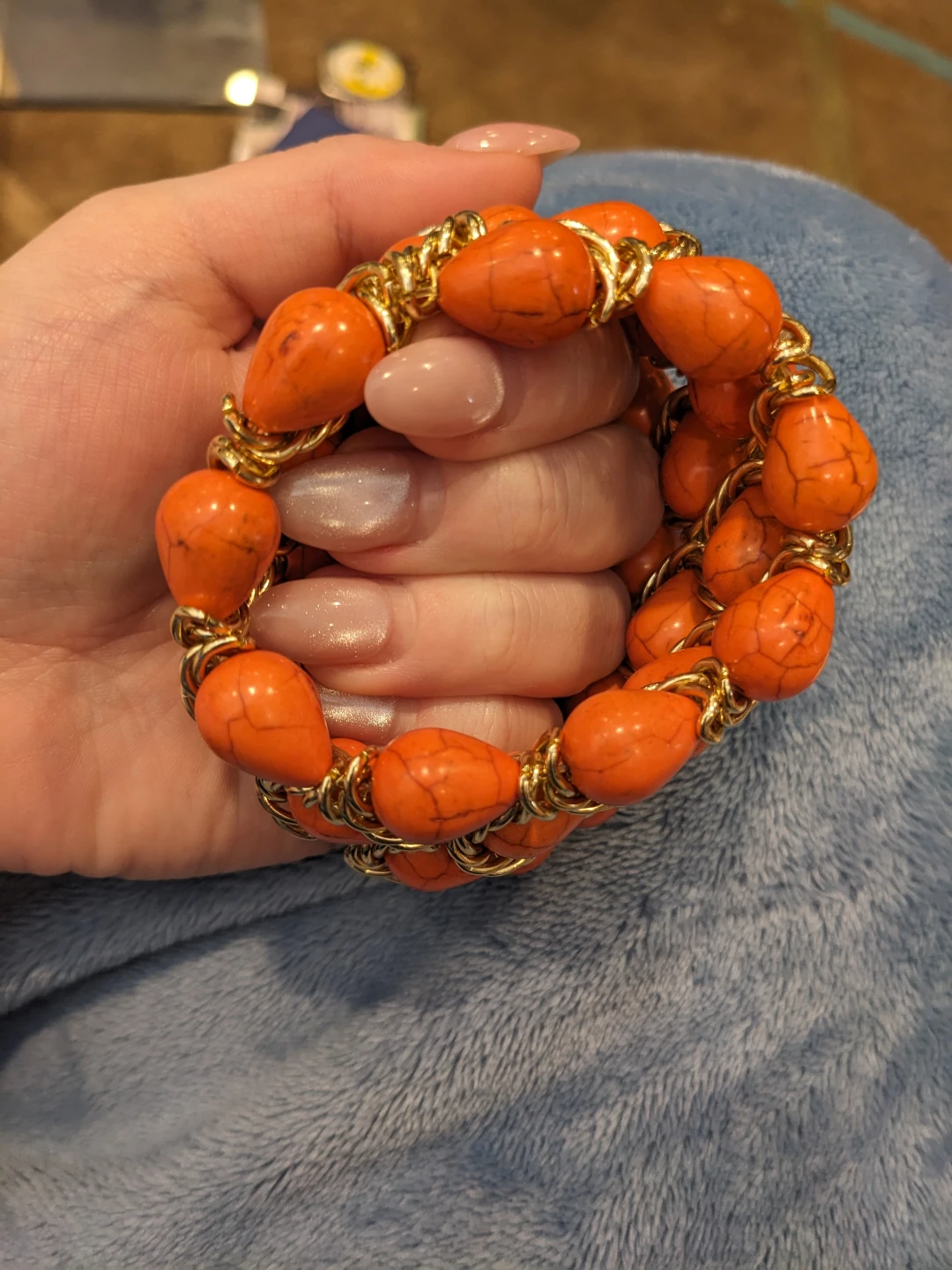 ⚽ Orange and Gold-tone Stretch Bracelet - photo 5