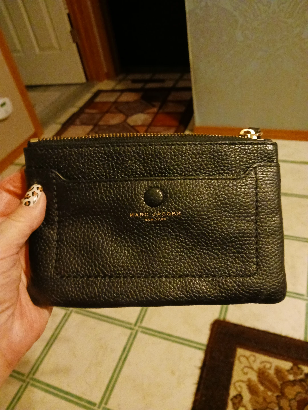 Marc Jacobs Black Leather Wristlet Pouch