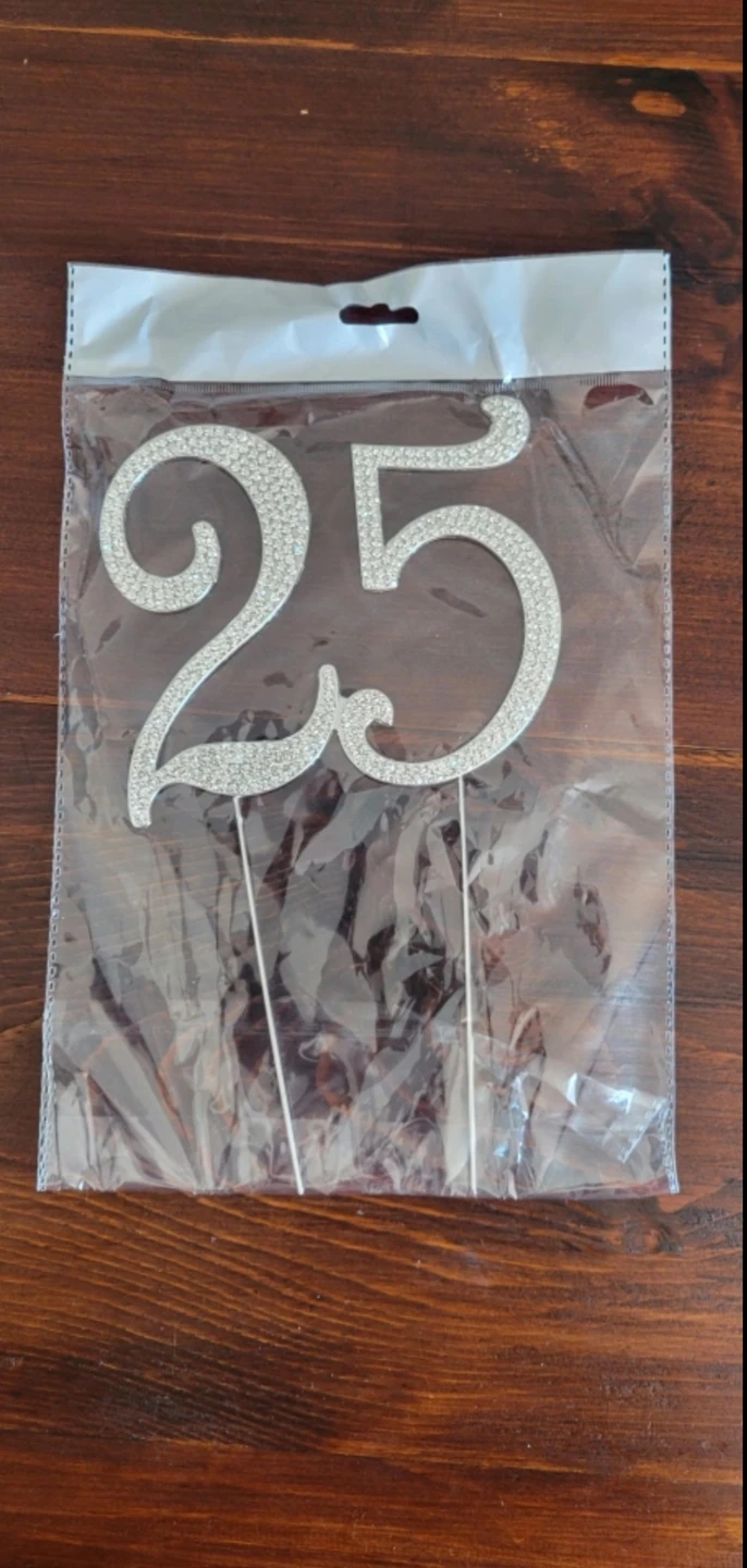 Silver "25" Cake Topper with Rhinestones - photo 2