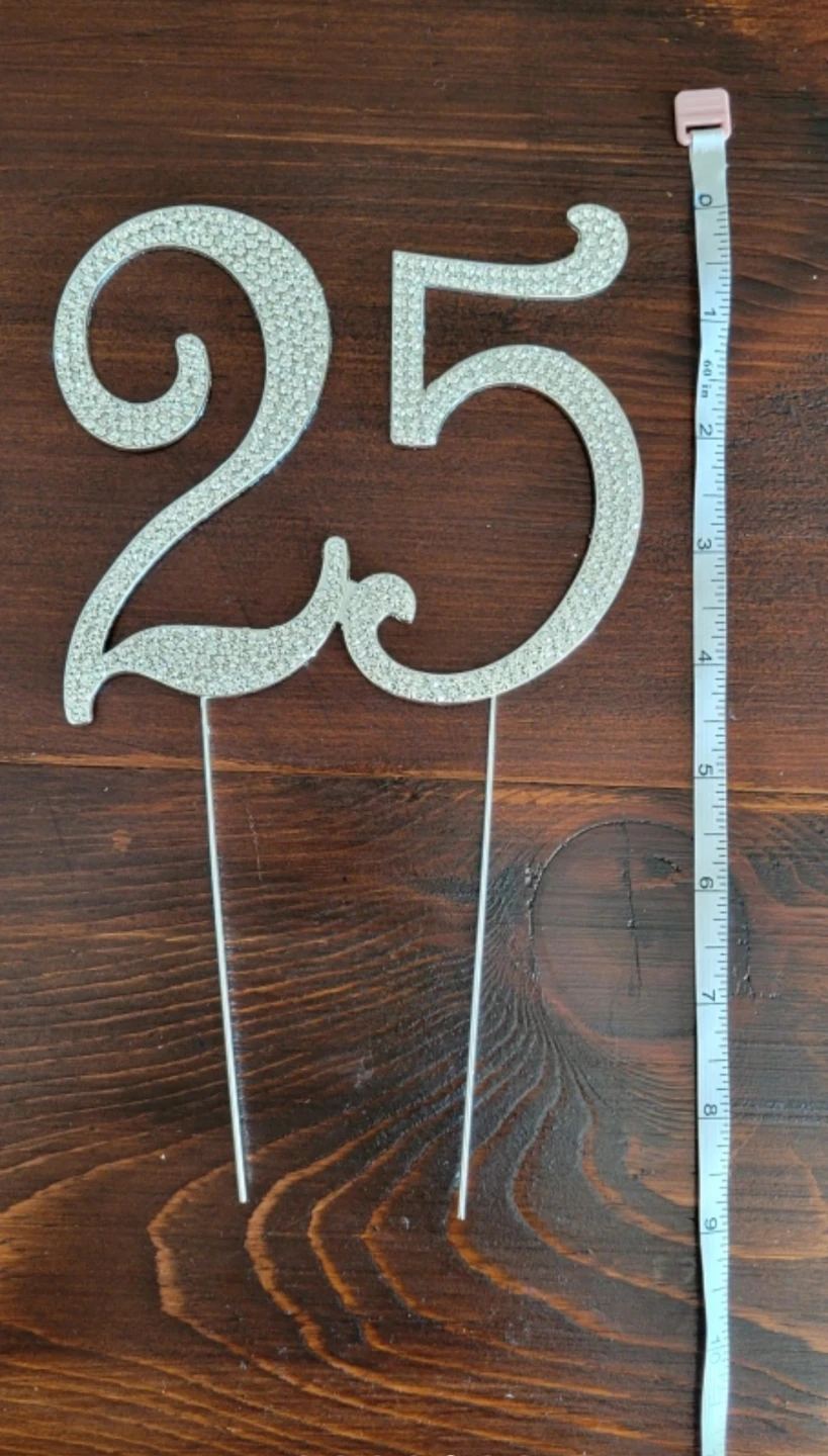 Silver "25" Cake Topper with Rhinestones - photo 5
