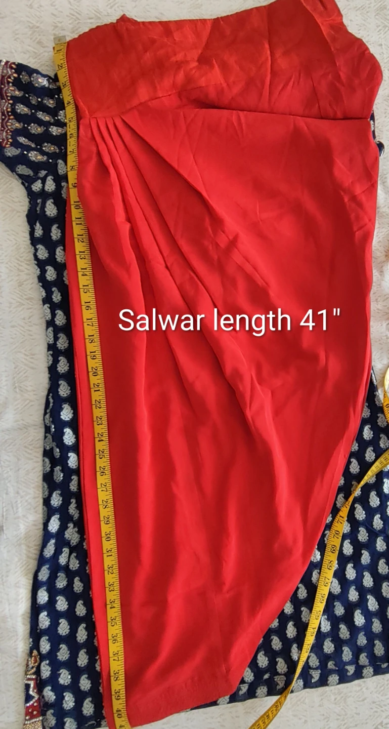 Blue and Red Punjabi suit with Heavy Embroidery - photo 4