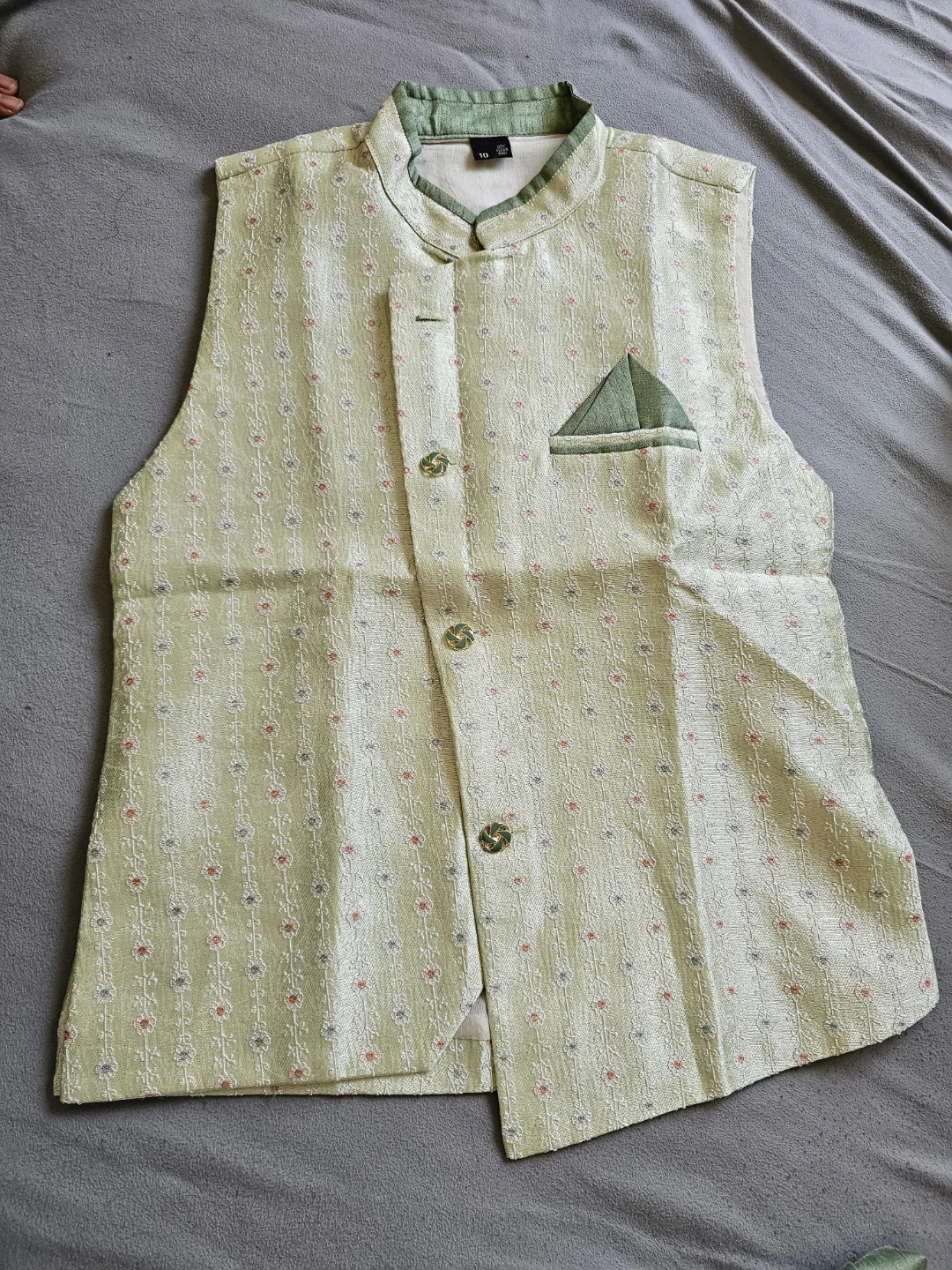 Light Green Woven Vest and Dhoti Set