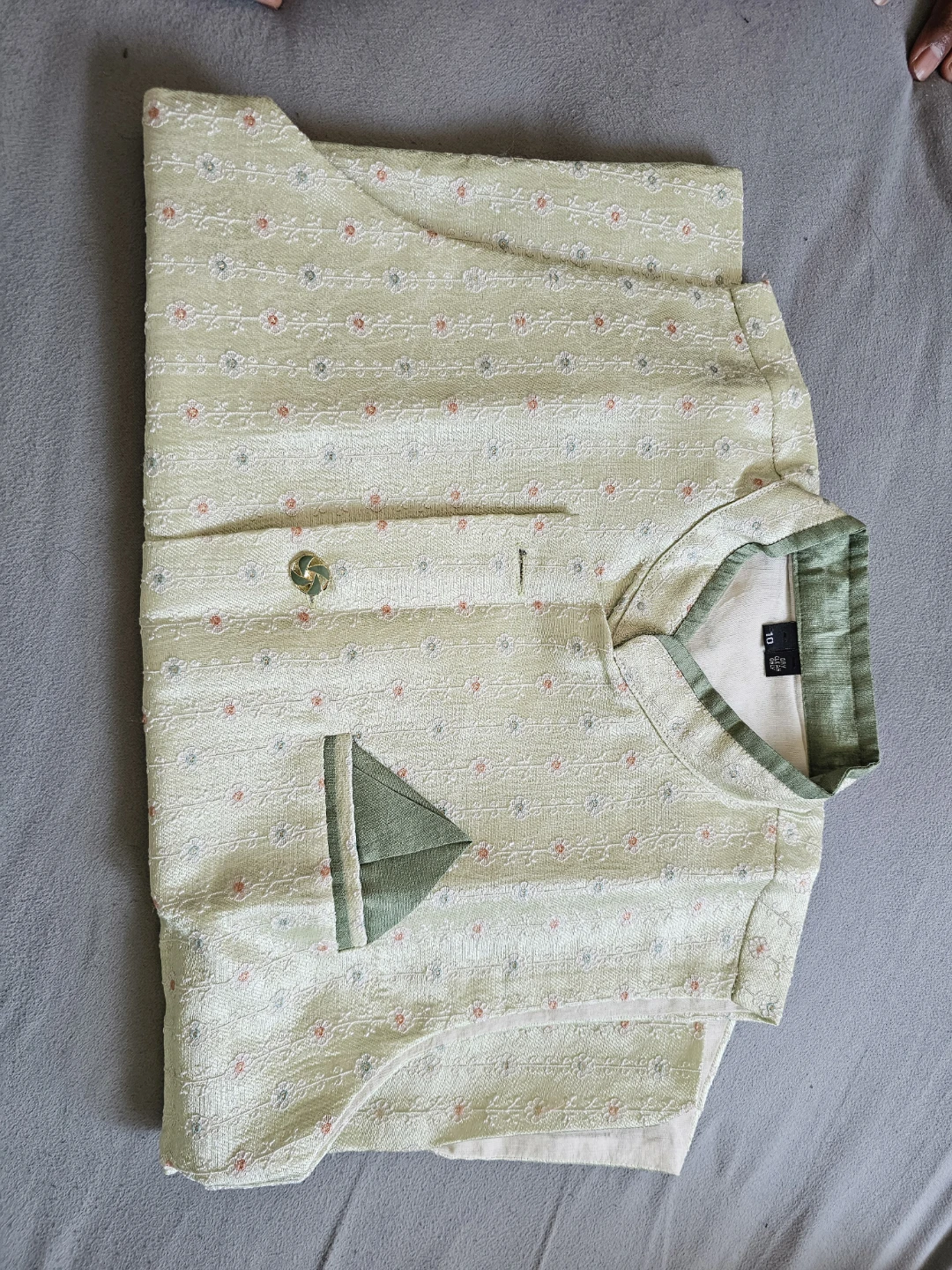 Light Green Woven Vest and Dhoti Set - photo 2