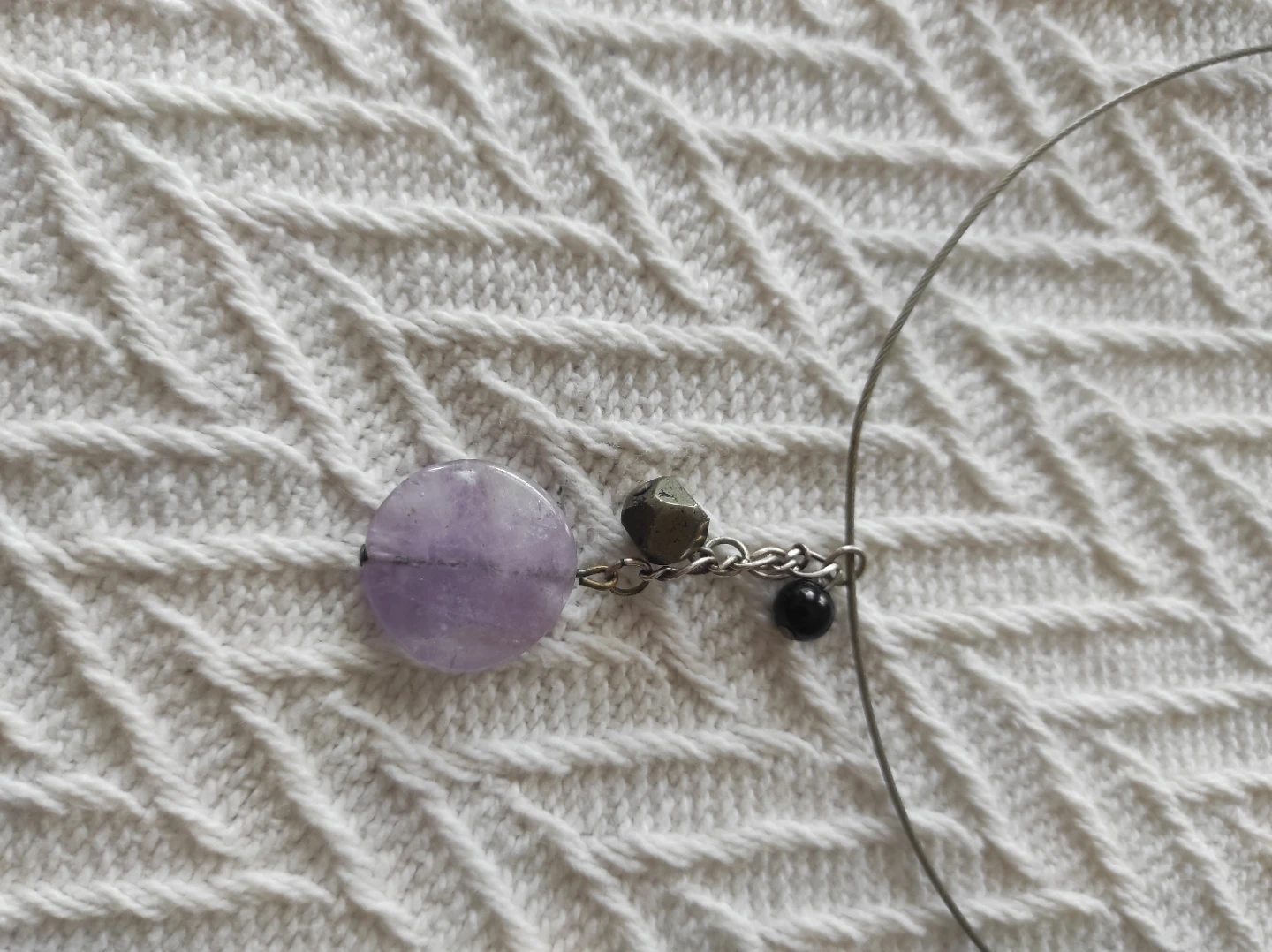 Amethyst, pyrite, onyx necklace - photo 2