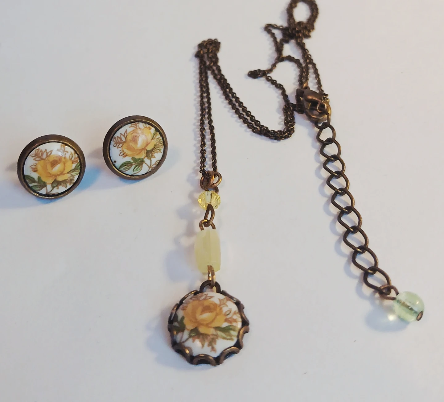 Vintage Rose Pendant Necklace and Earring Set - photo 2