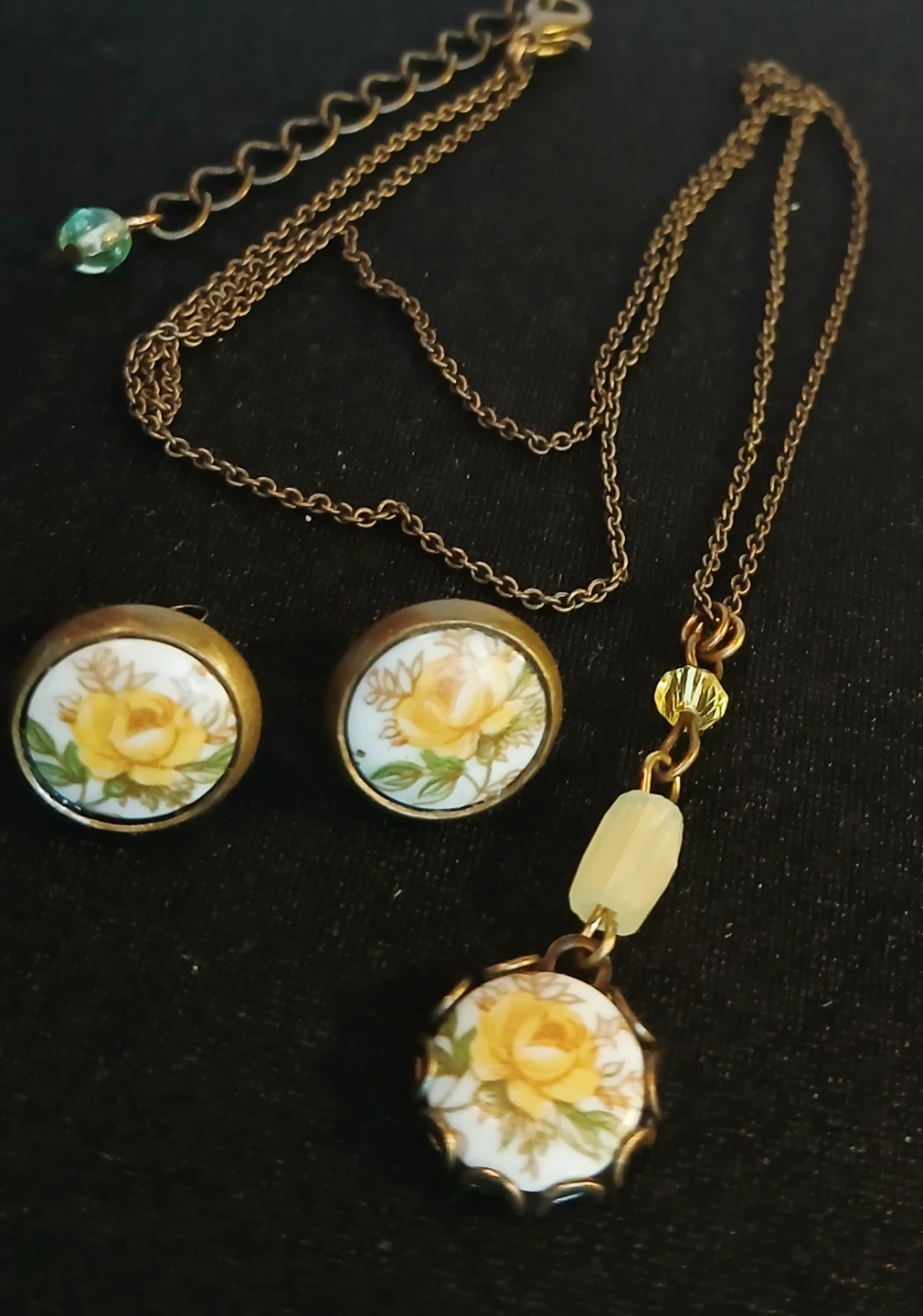 Vintage Rose Pendant Necklace and Earring Set - photo 3