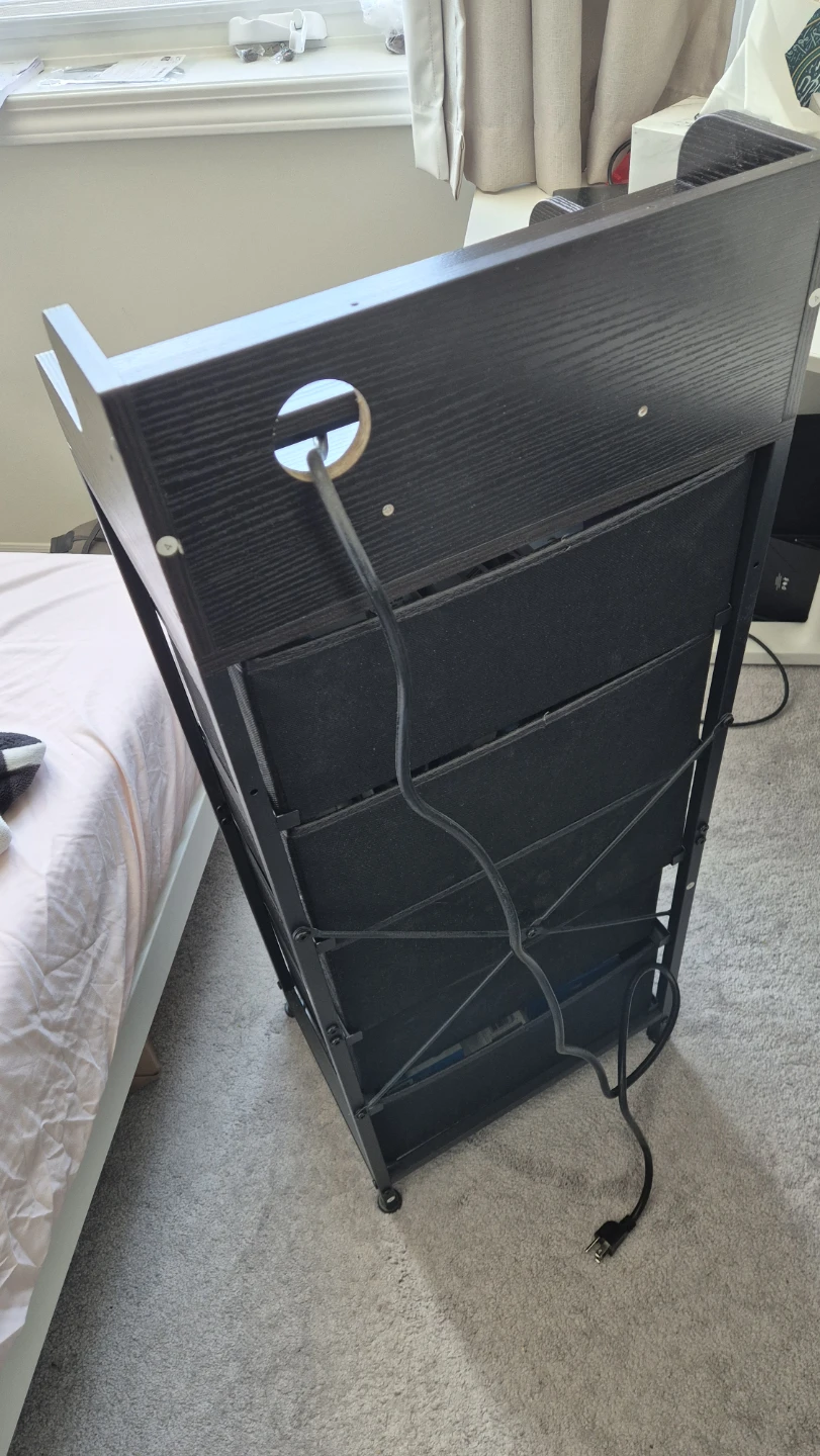 Dark Wood Nightstand with 5 Drawers and Built-in Outlet - photo 5