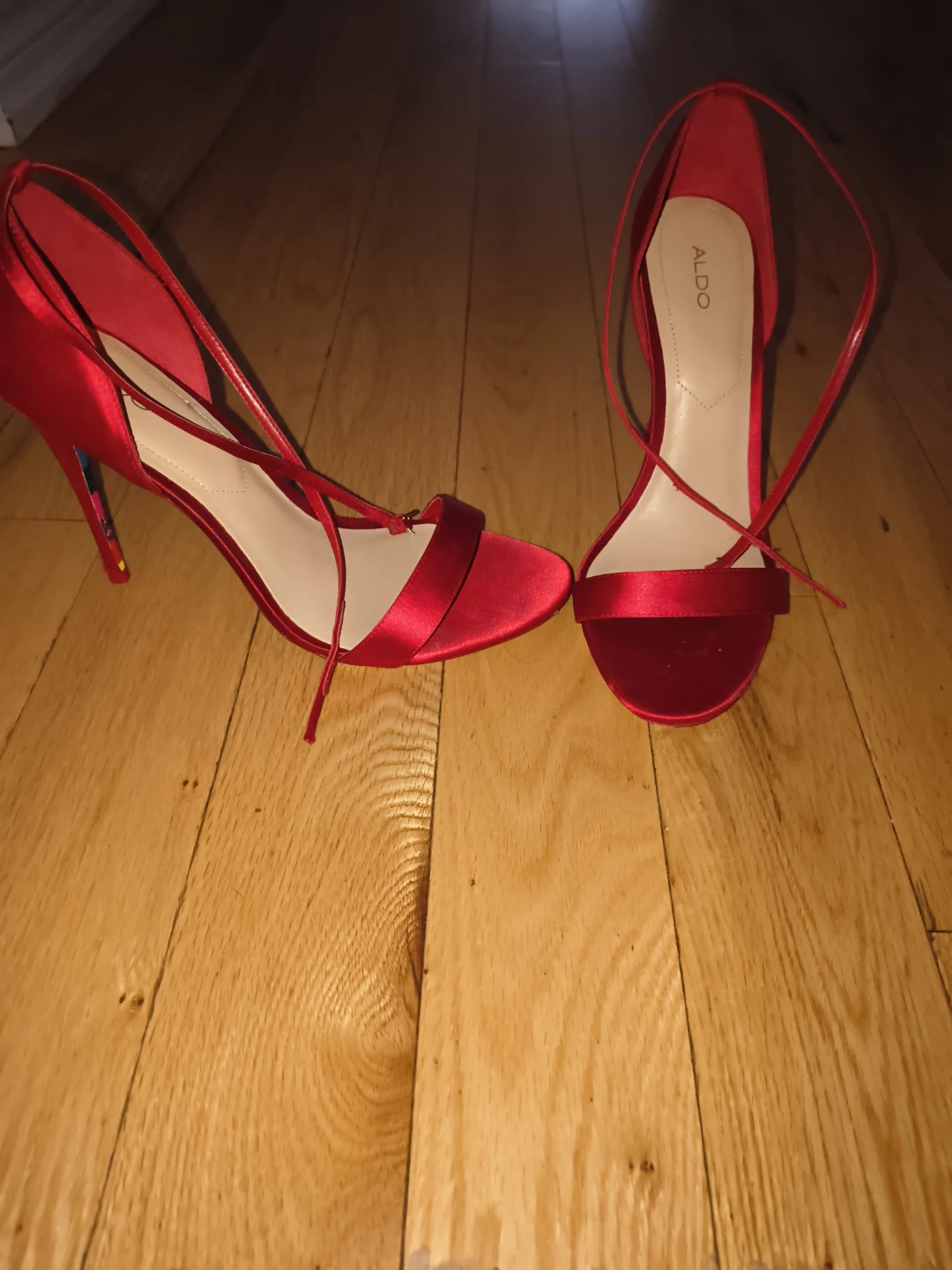 ALDO Red Satin Strappy Heels