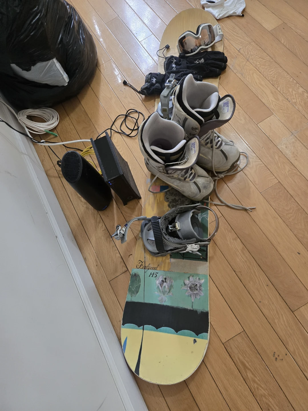 Snowboard Package with Boots, Bindings, Goggles, and Gloves