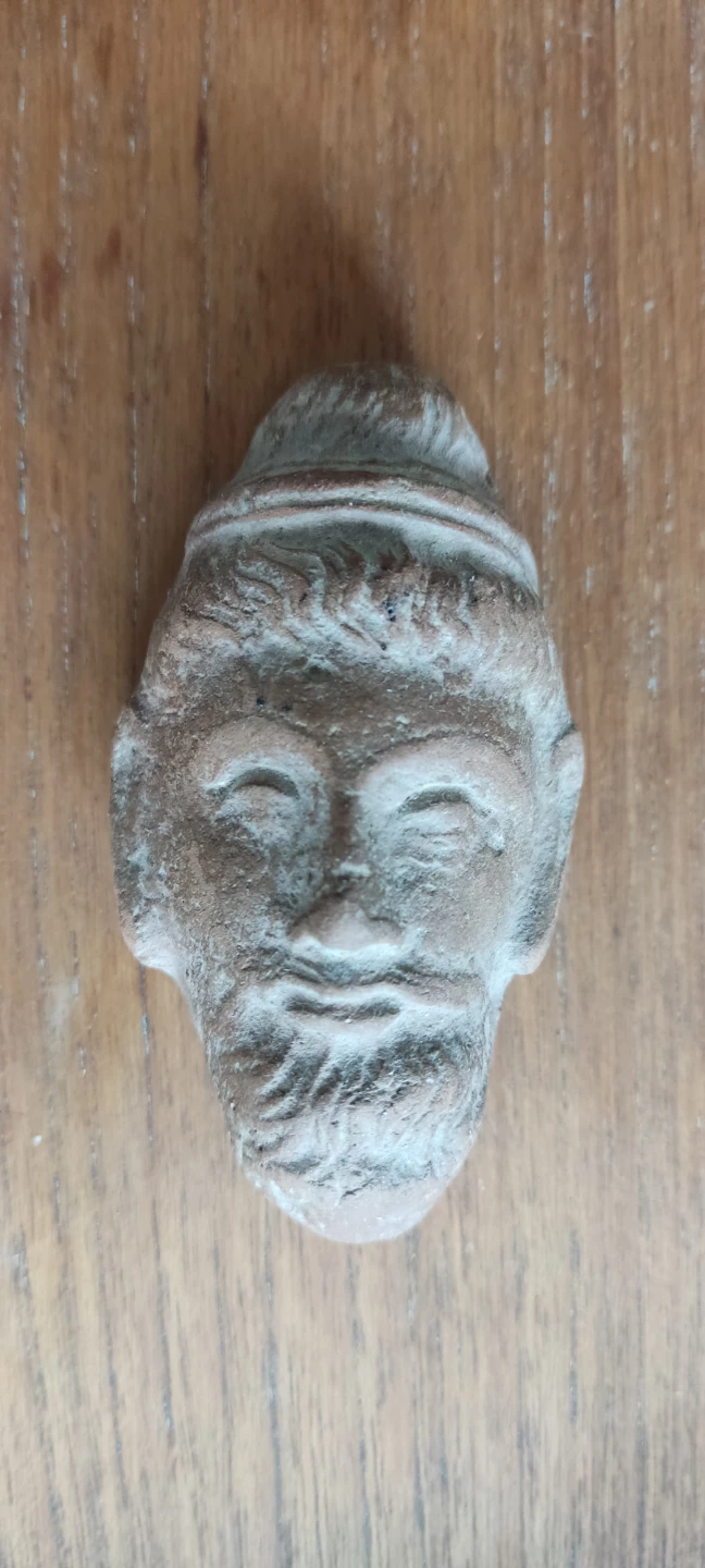 Terracotta Ancient Style Face Sculpture