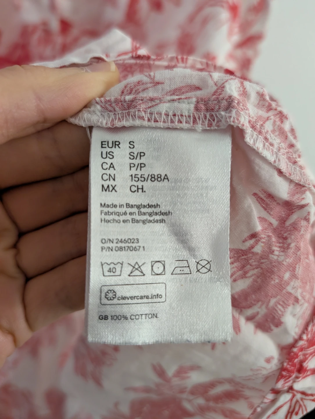 H&M Cotton Blouse Red/White Tropical Print Size S - photo 2