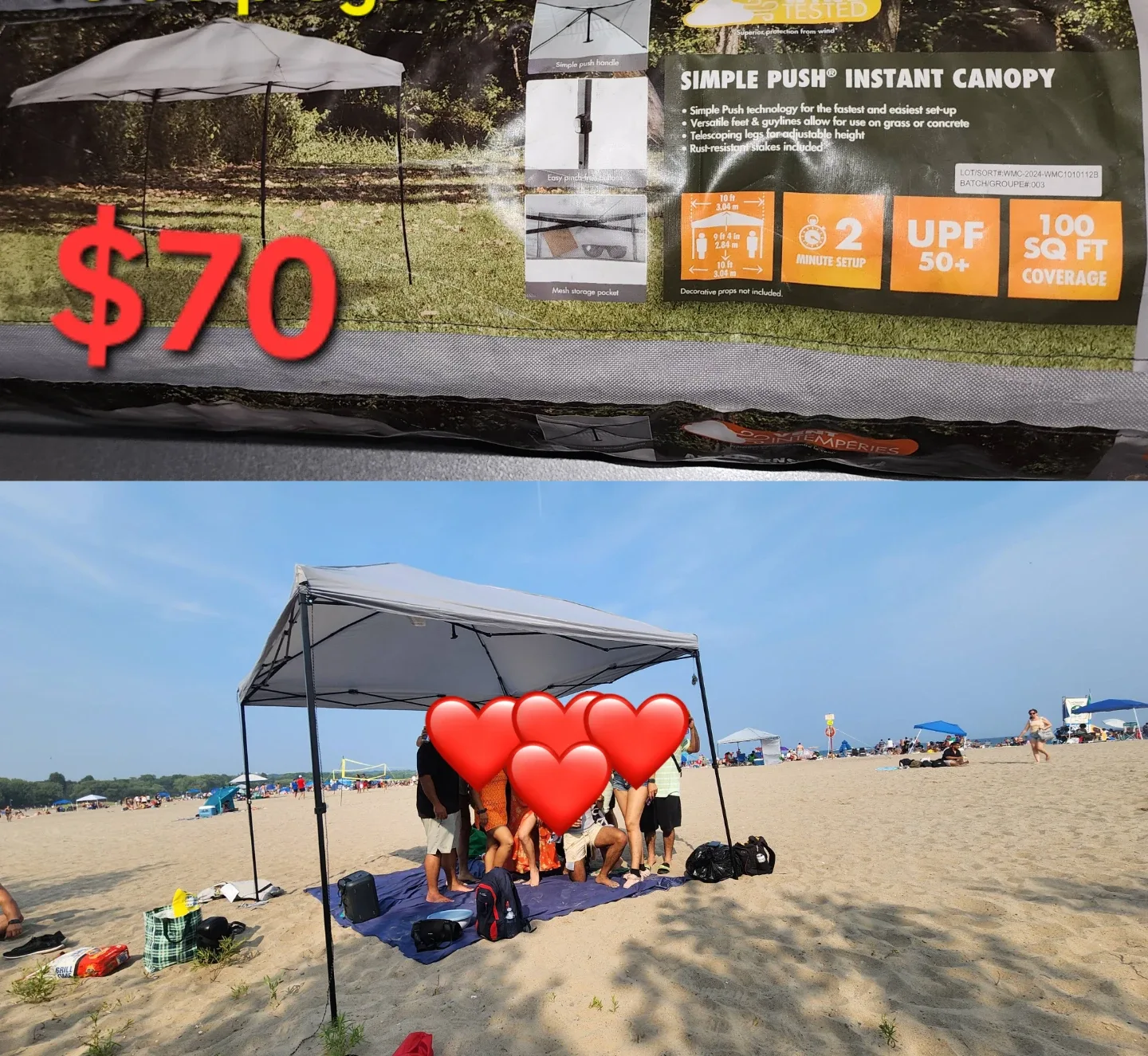⚽ SIMPLE PUSH Instant Canopy - 100 sq ft coverage