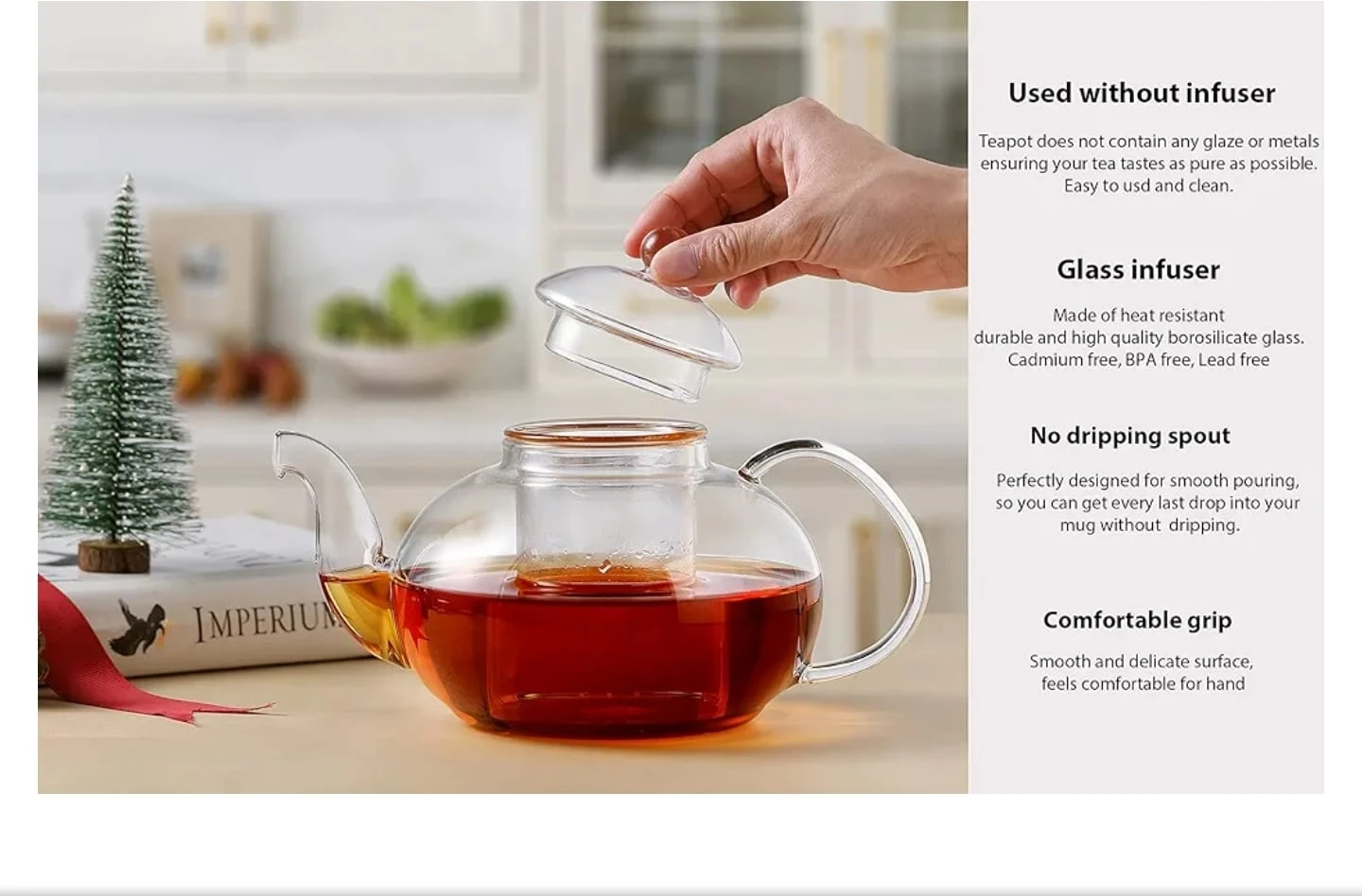 Glass Teapot with Infuser 600ml - photo 3