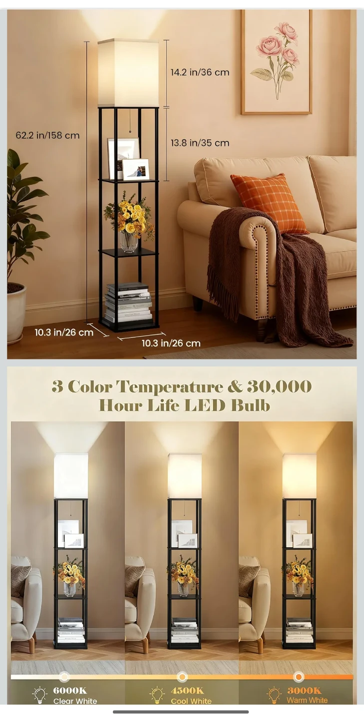Standing Lamp with Shelves - photo 3