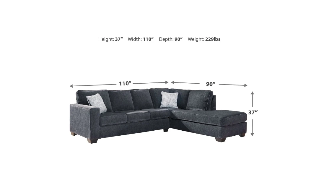 Dark Gray Sectional Sofa with Chaise - photo 2
