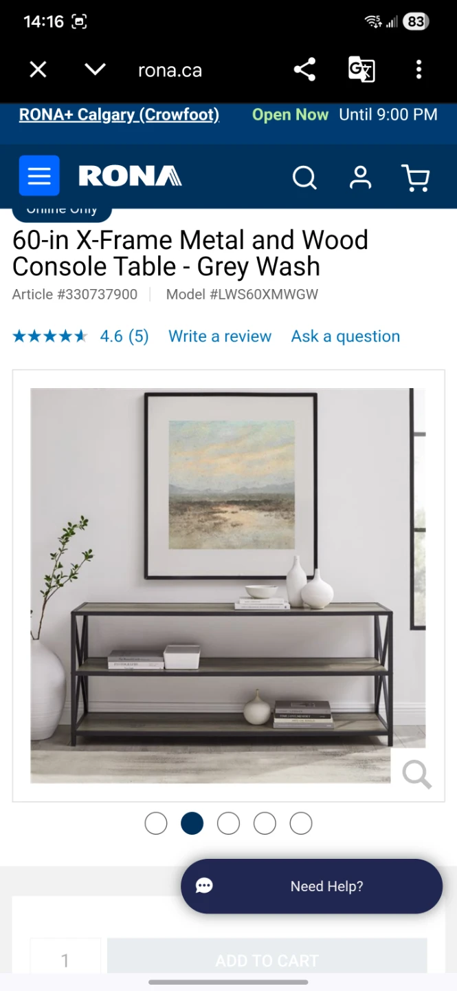 60-in X-Frame Metal and Wood Console Table - Grey Wash