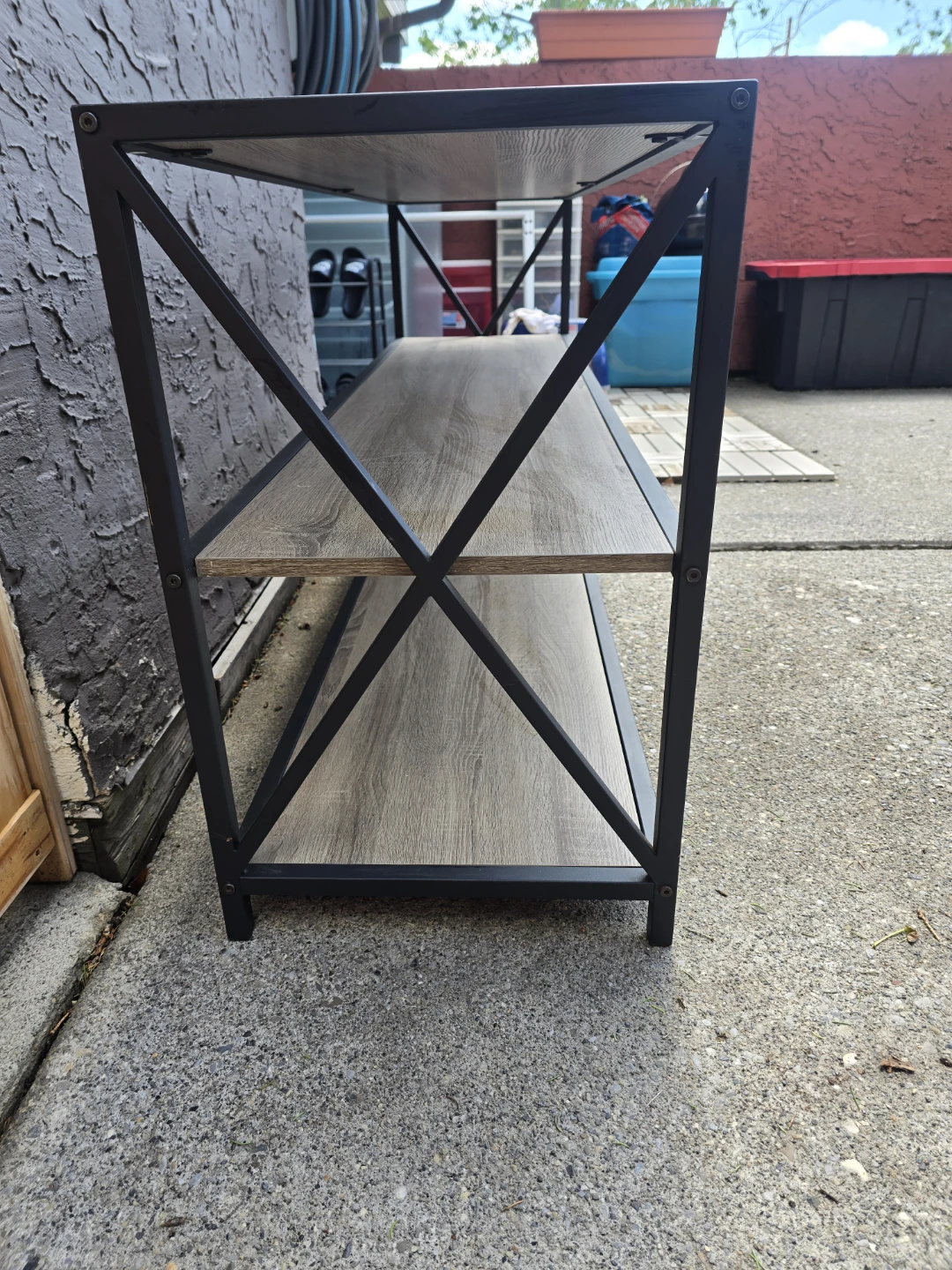 60-in X-Frame Metal and Wood Console Table - Grey Wash - photo 4