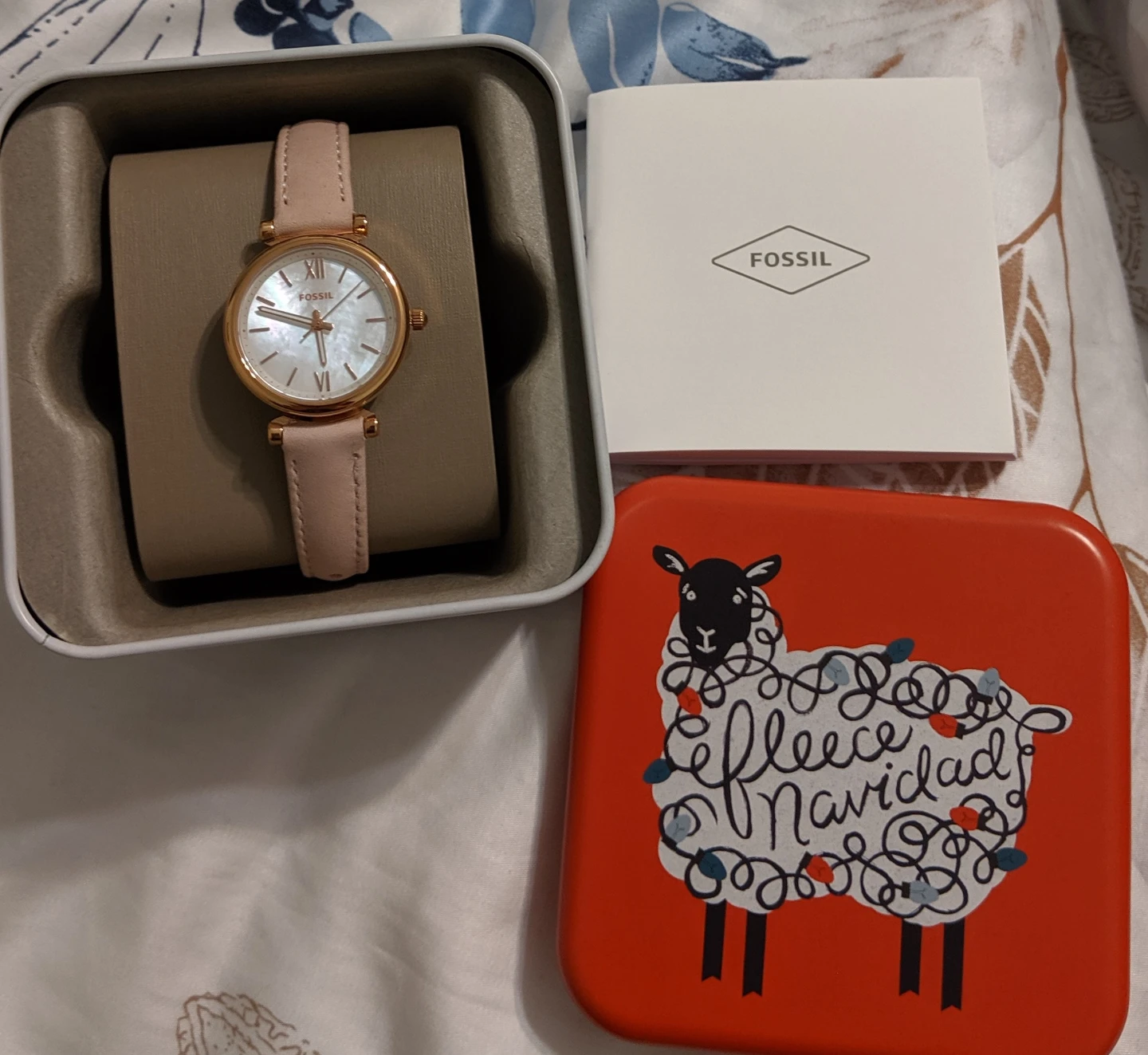 Fossil Women's Watch - Beige /Pink Leather Strap