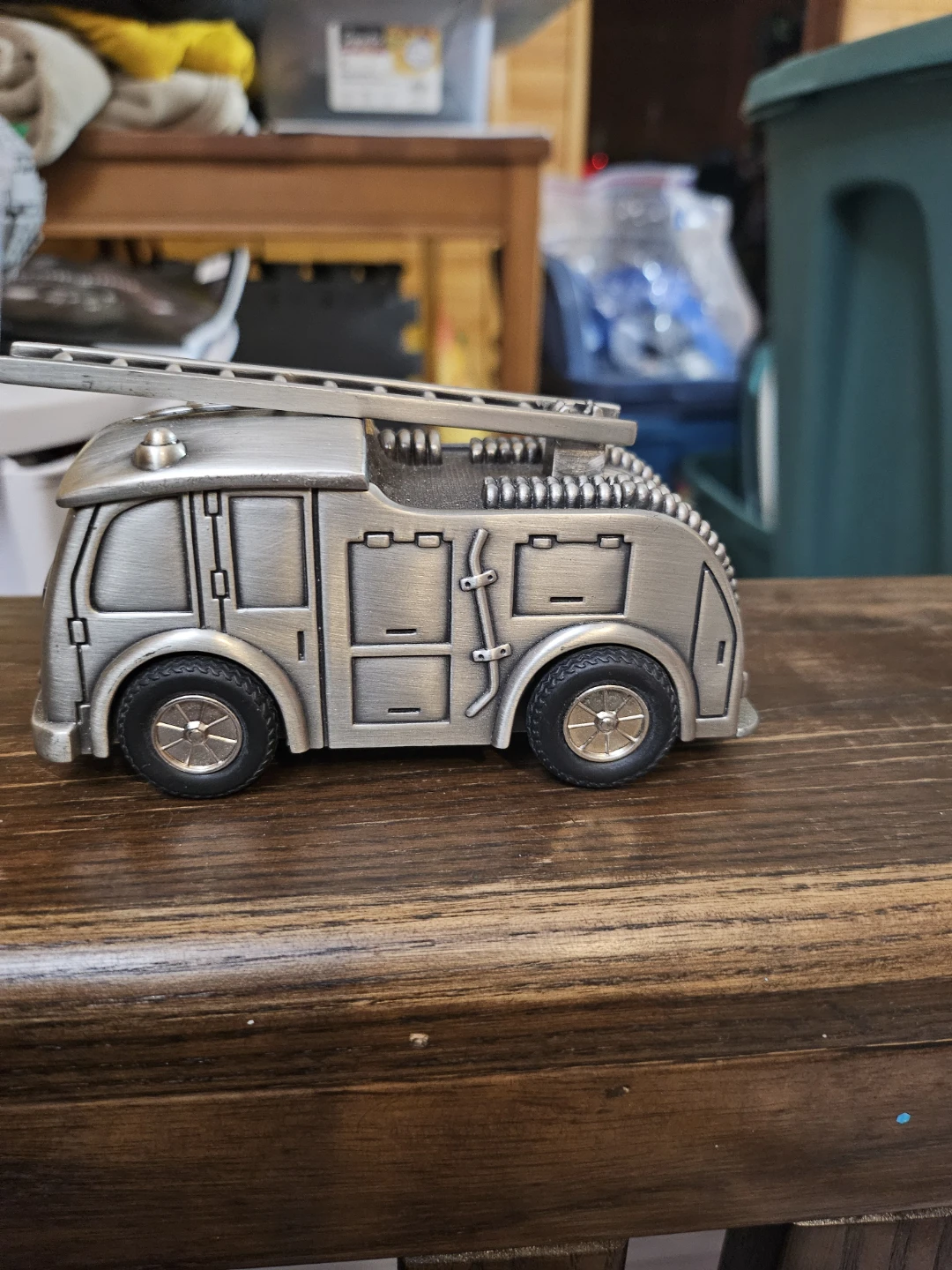 Metal Fire Truck Coin Bank