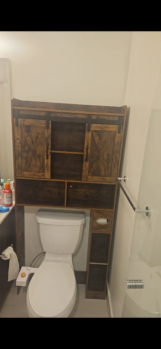 Rustic Barn Door Toilet Storage Shelf