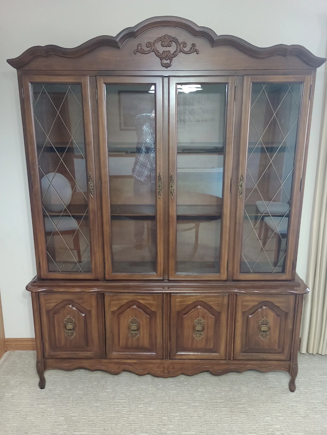 Wooden China Cabinet with Glass Doors
