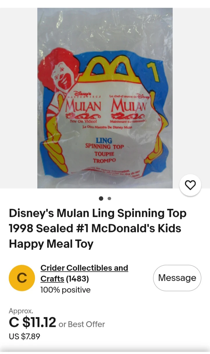 Disney Mulan McDonald's Kids Meal Toys #1-8 (1998) - Sealed - photo 2