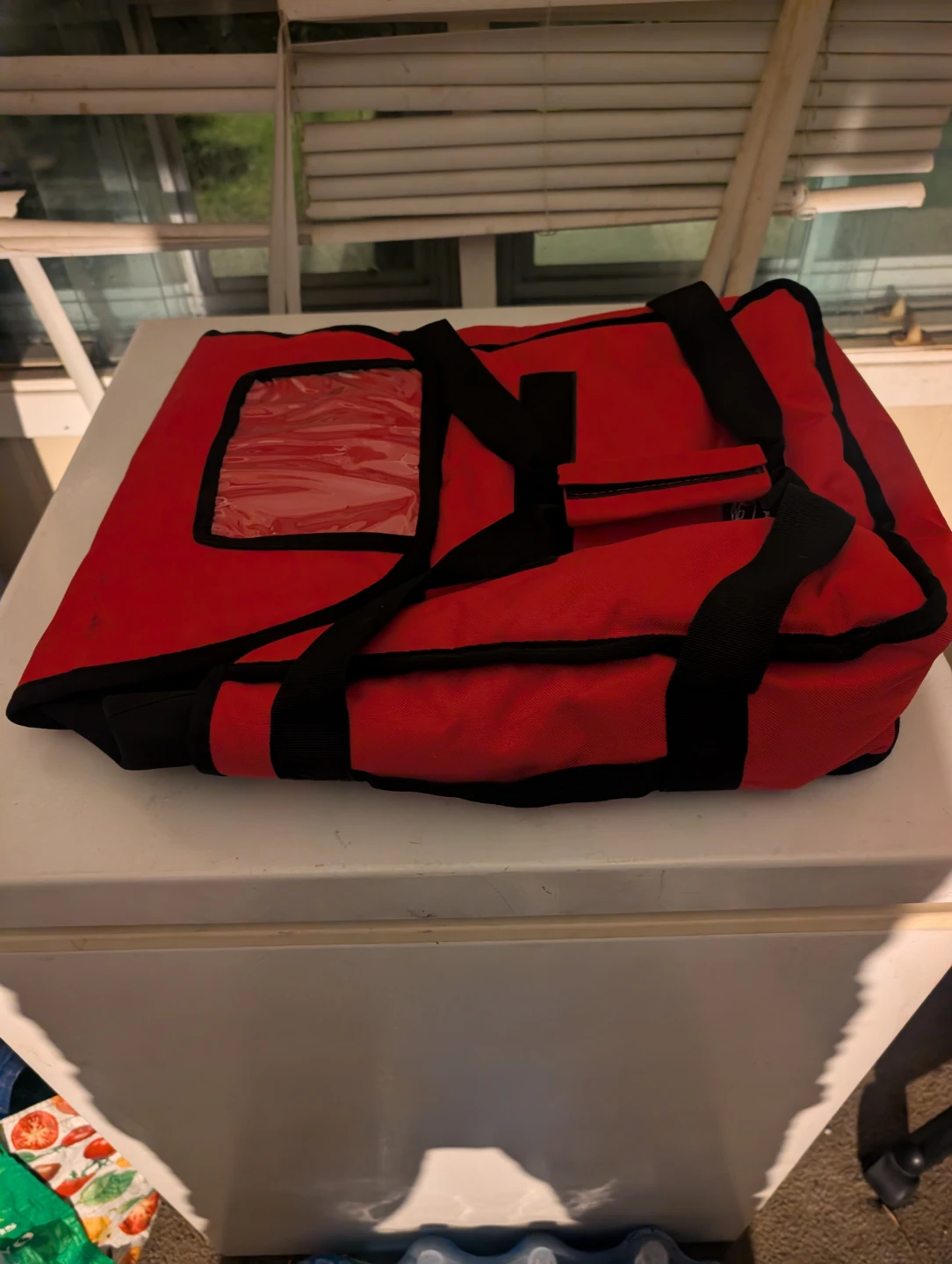 Red Insulated Food Delivery Bag with Clear Window