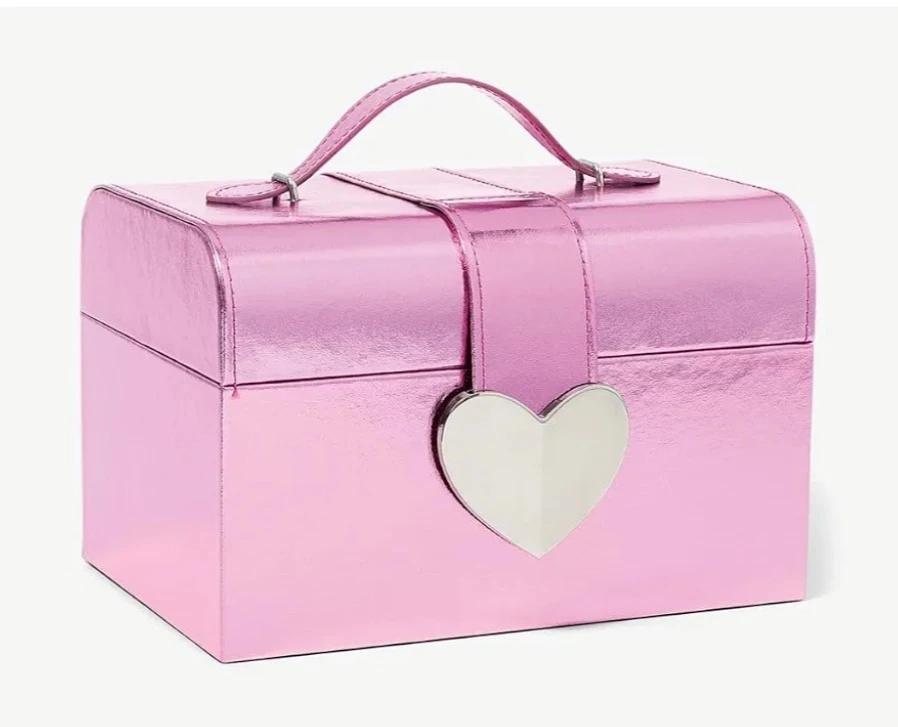 Joy Bright Pink Heart Makeup Case with Eye Shadow Palettes